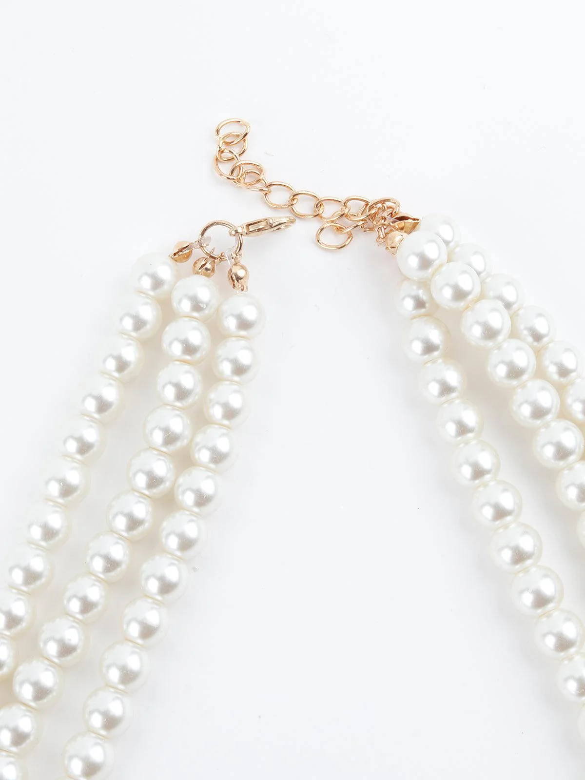 Odette Women White And Black Pearl Beaded 3 Layered Necklace - Image 3