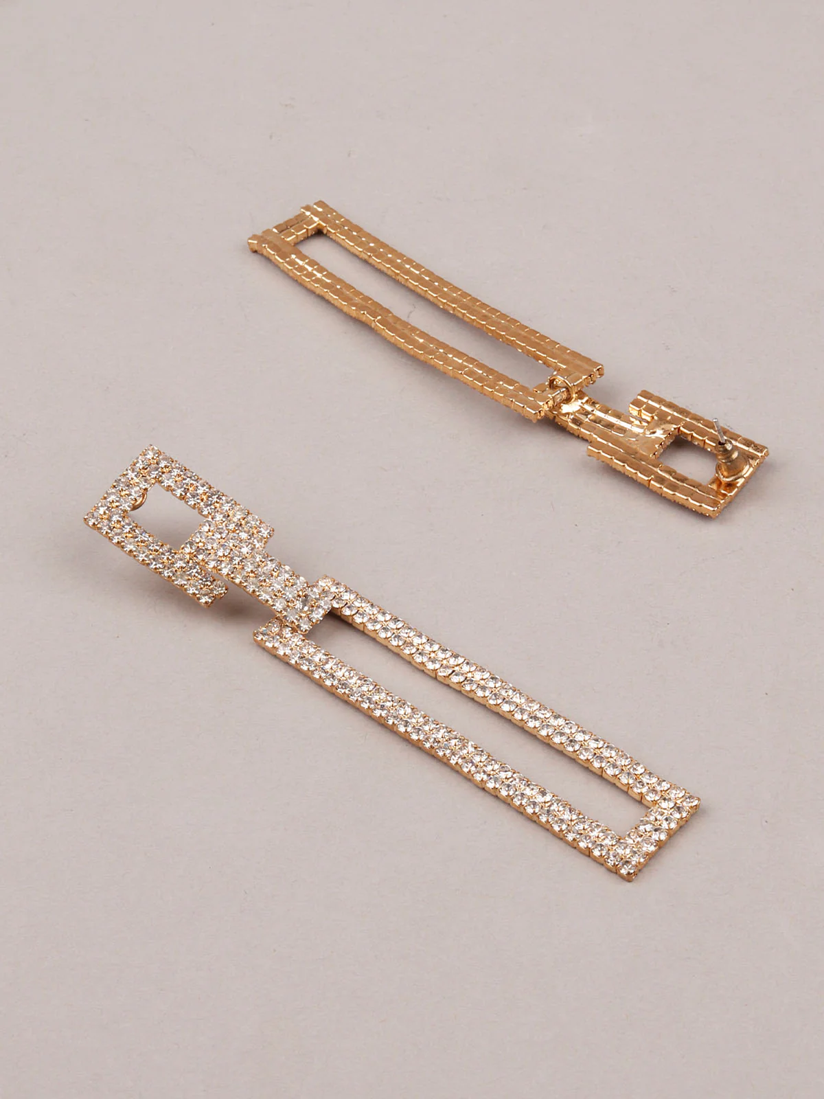 Odette Women White And Gold Dangle Earrings - Image 3