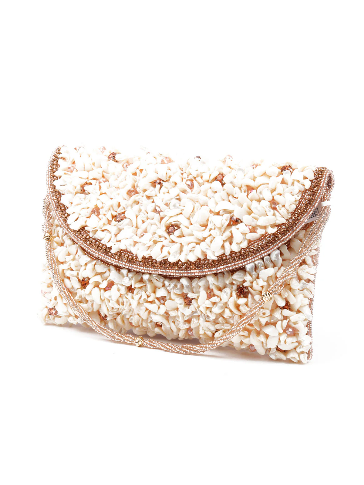 Odette Women White And Gold Embellished Clutch Bag - Image 4