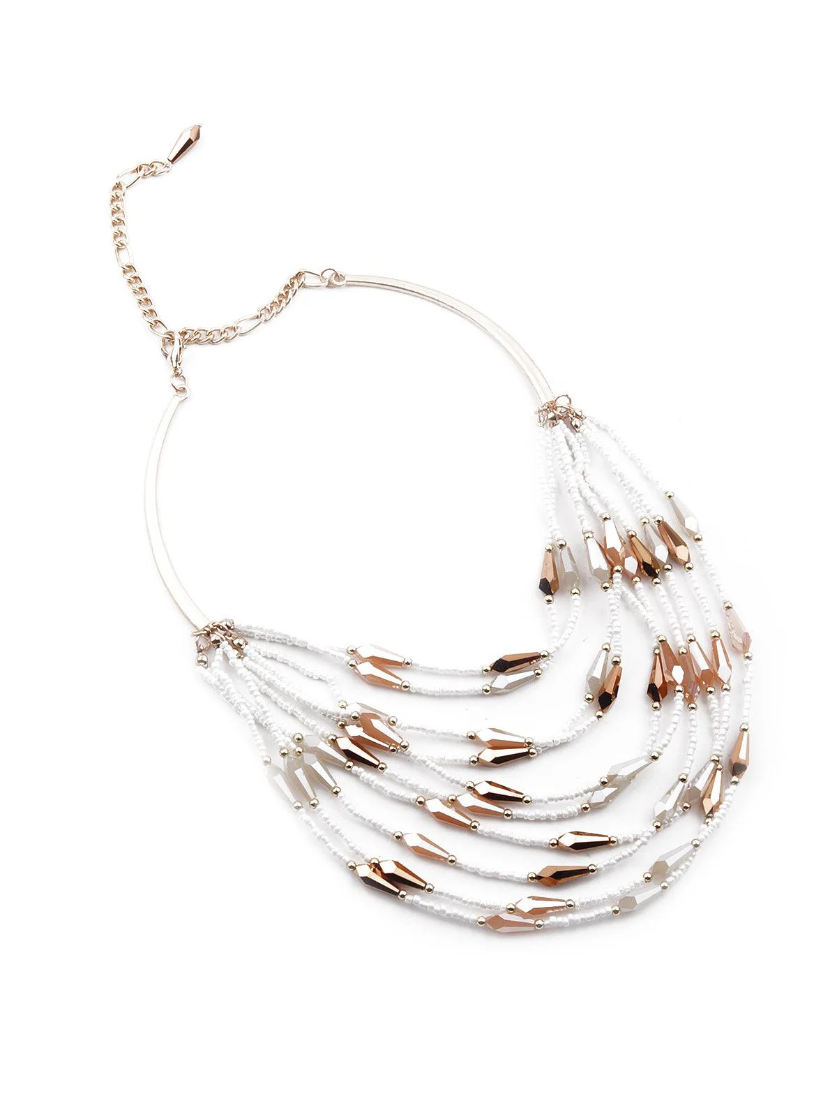 Odette Women White And Gold Layered Statement Necklace - Image 2