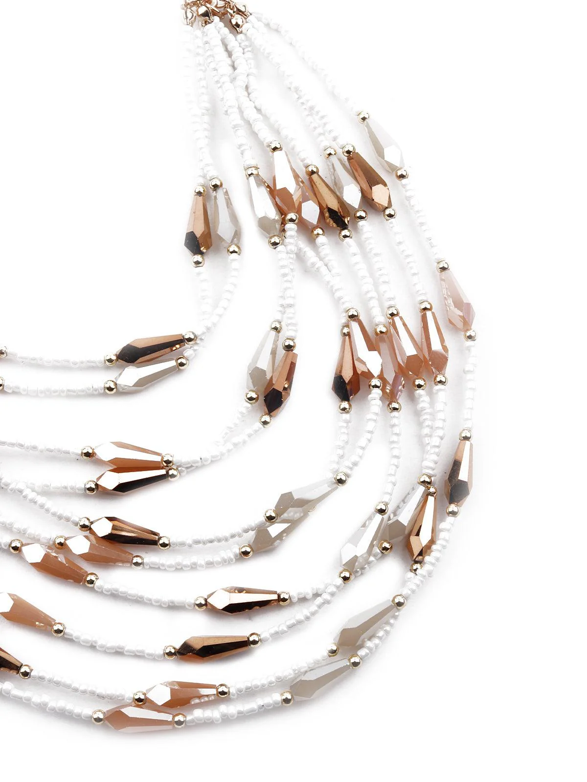 Odette Women White And Gold Layered Statement Necklace - Image 3