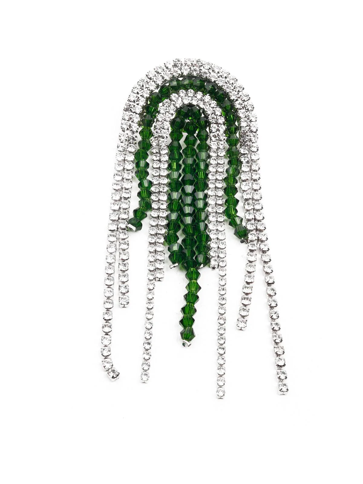 Odette Women White And Green Dangler Earrings - Image 2