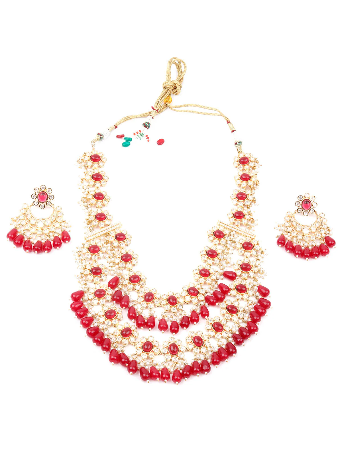 Odette Women White And Red Choker Necklace Set - Image 3