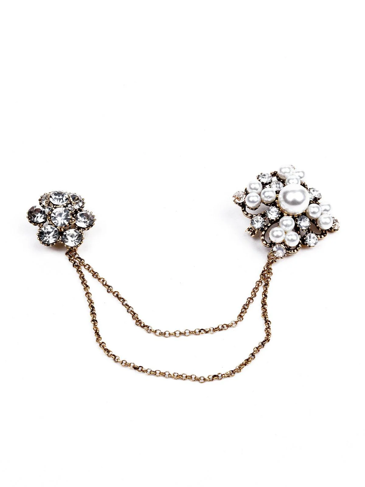 Odette Women White Metal Floral Brooch - Image 3