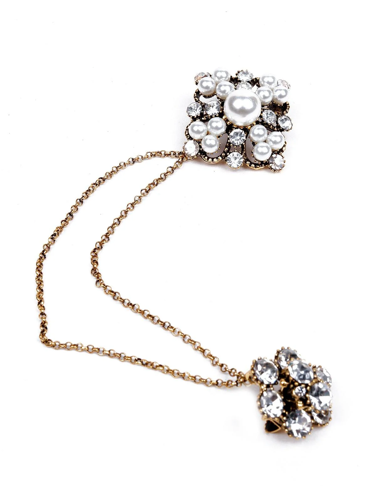 Odette Women White Metal Floral Brooch - Image 4
