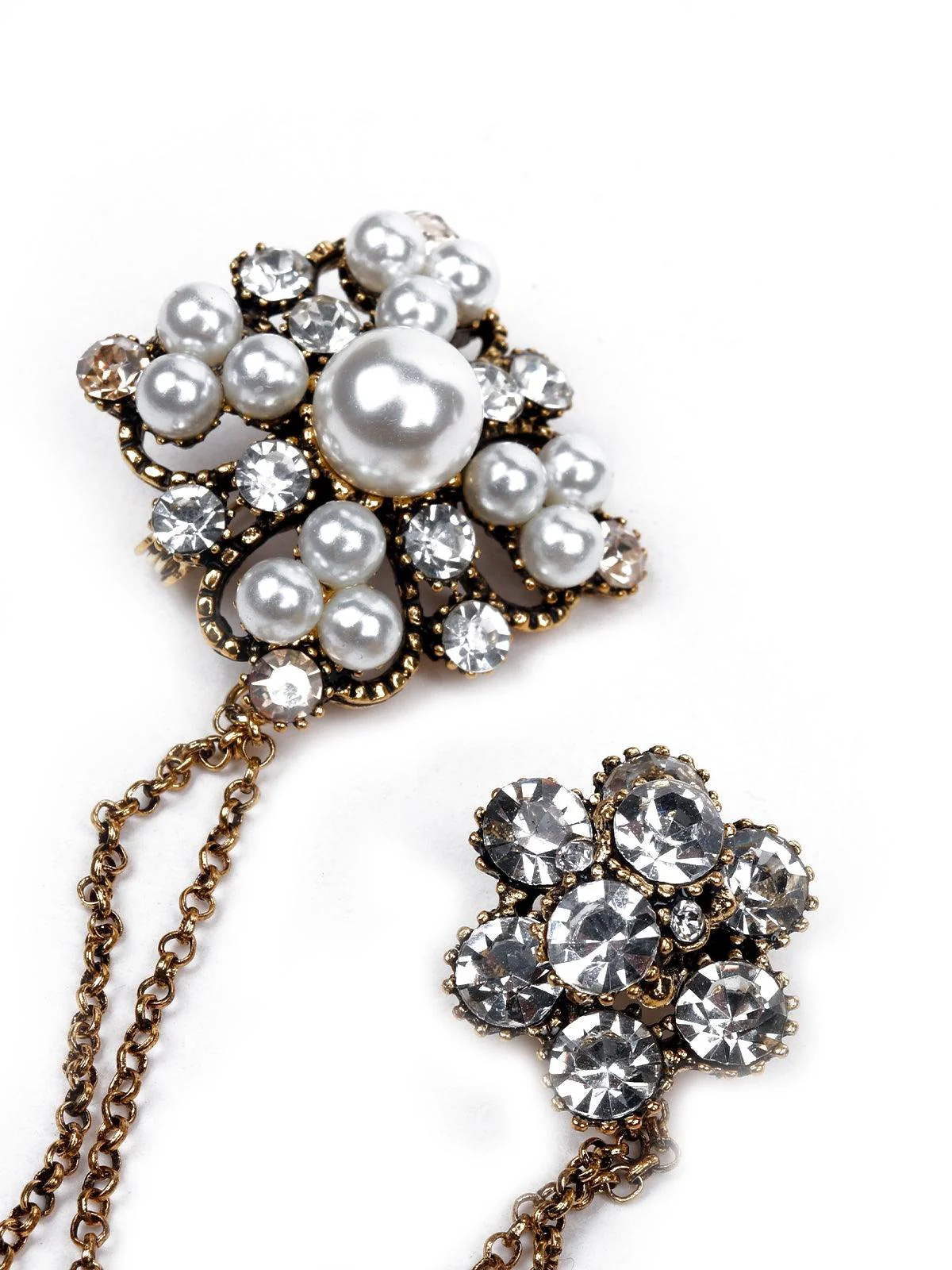 Odette Women White Metal Floral Brooch - Image 5