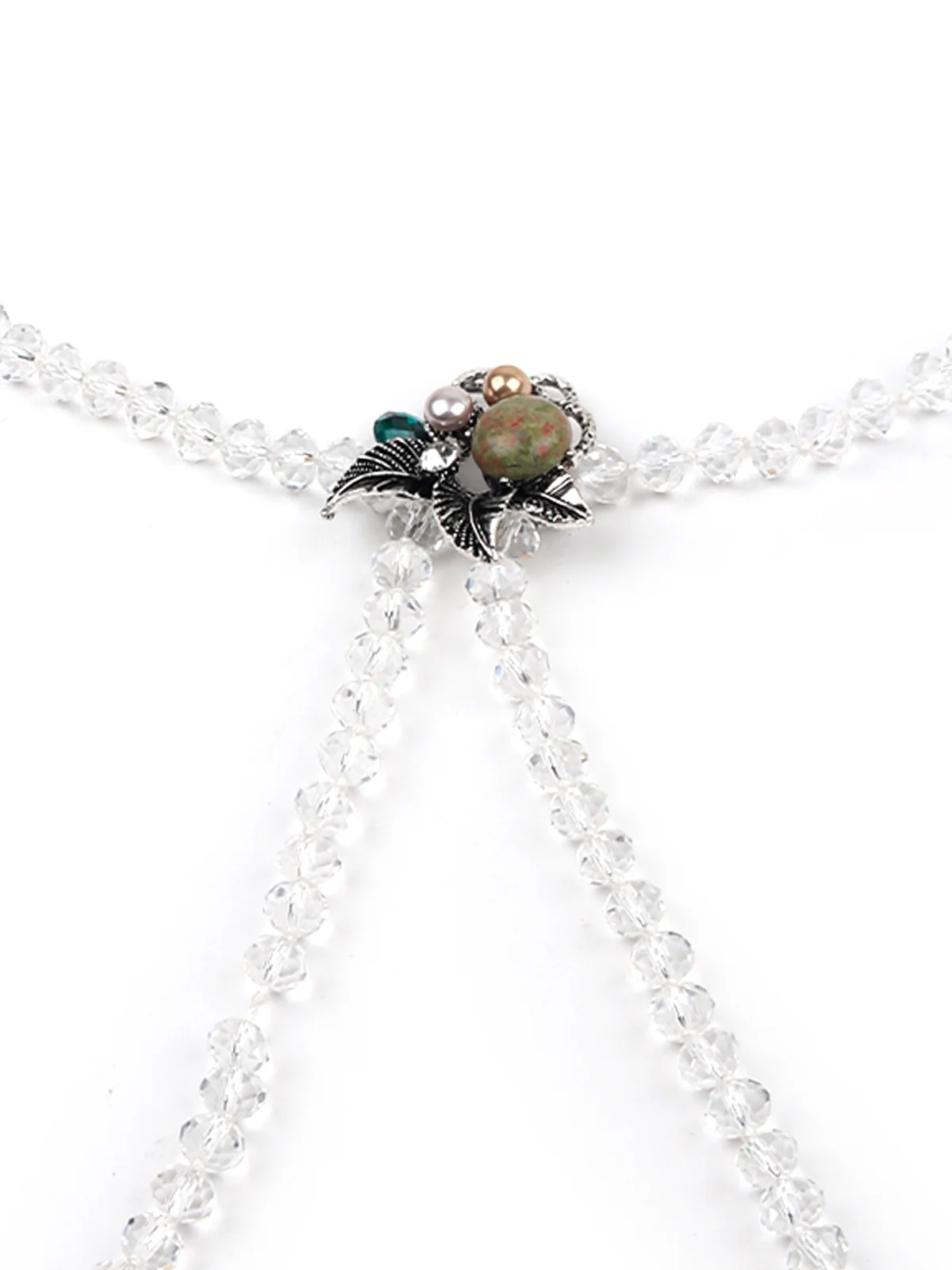 Odette Women White Beads And Brooch Party Belt - Image 4