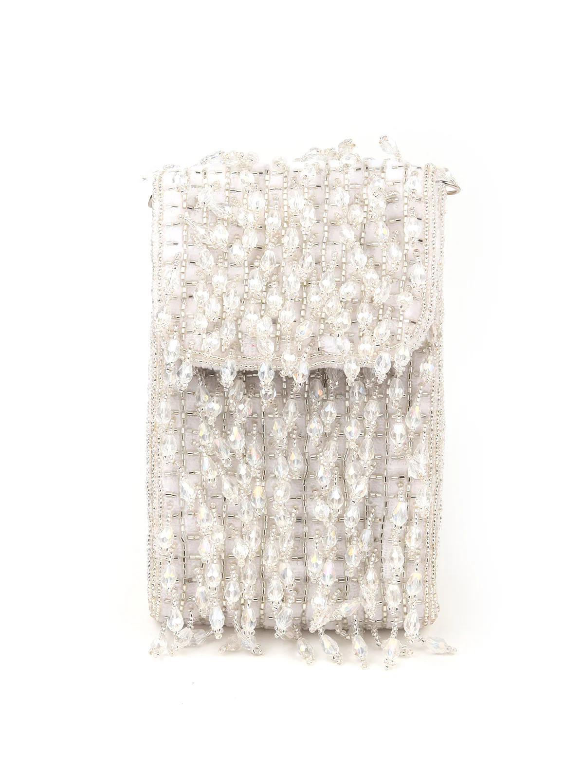 Odette Women White Beads Embellished Clutch - Image 4