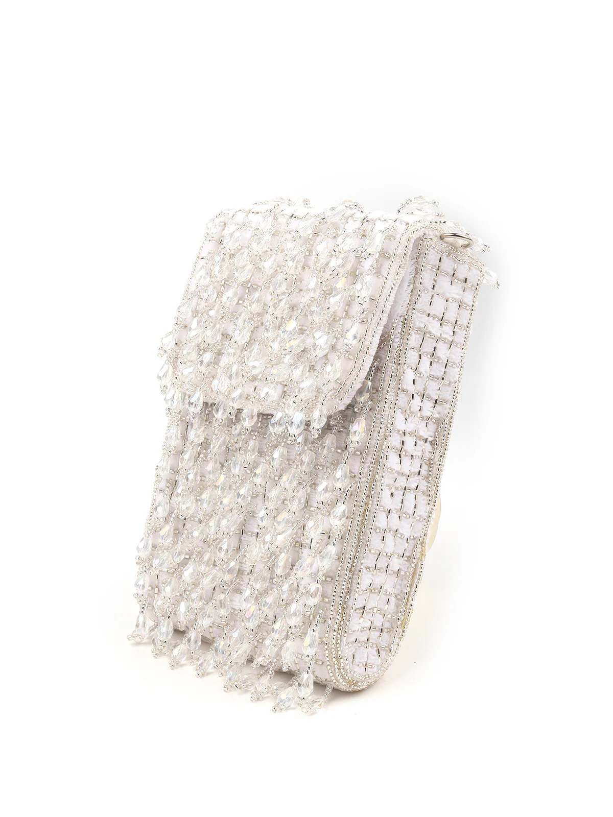 Odette Women White Beads Embellished Clutch - Image 6