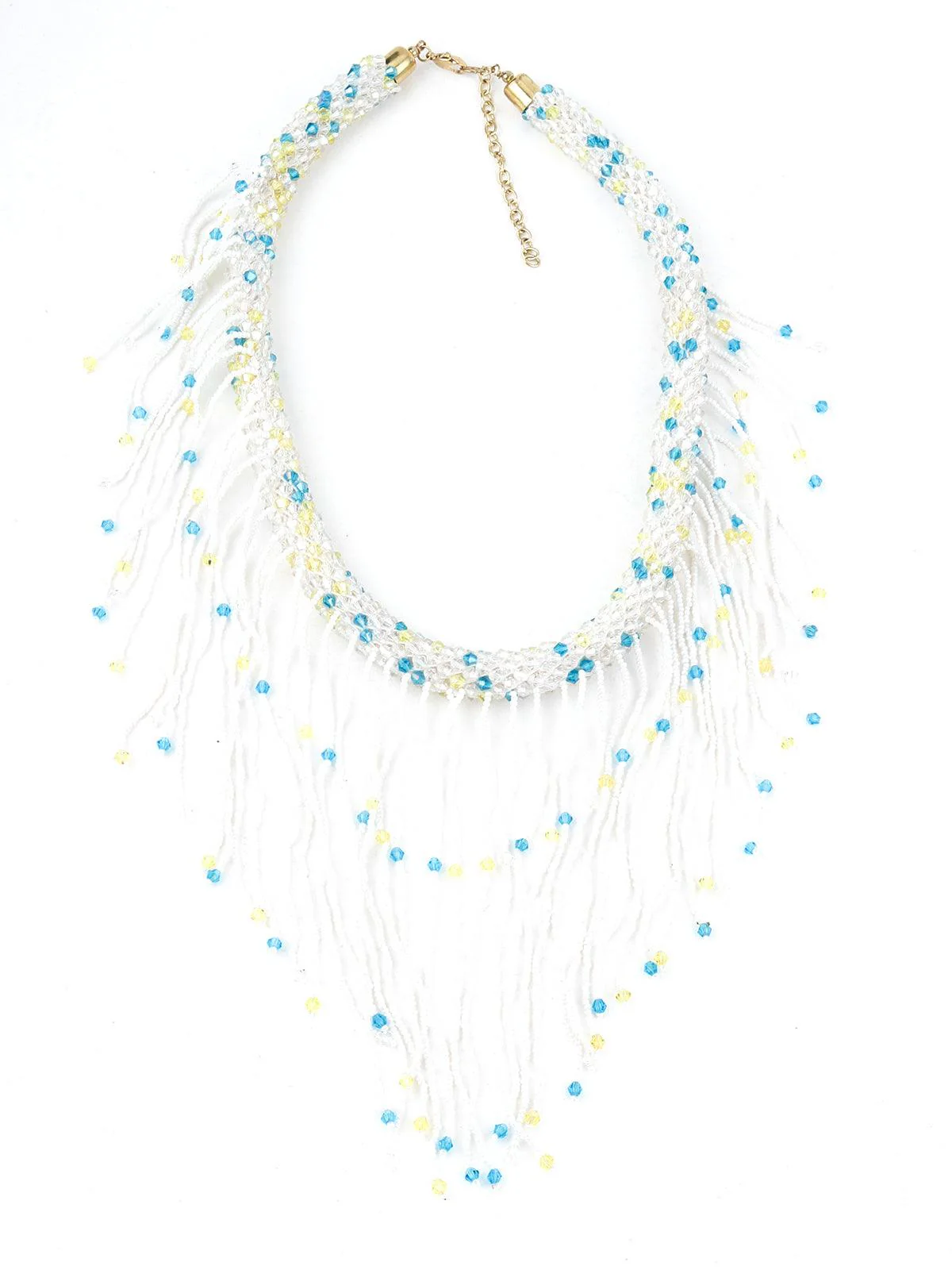 Odette Women White, Blue And Green Crystal Necklace - Image 3