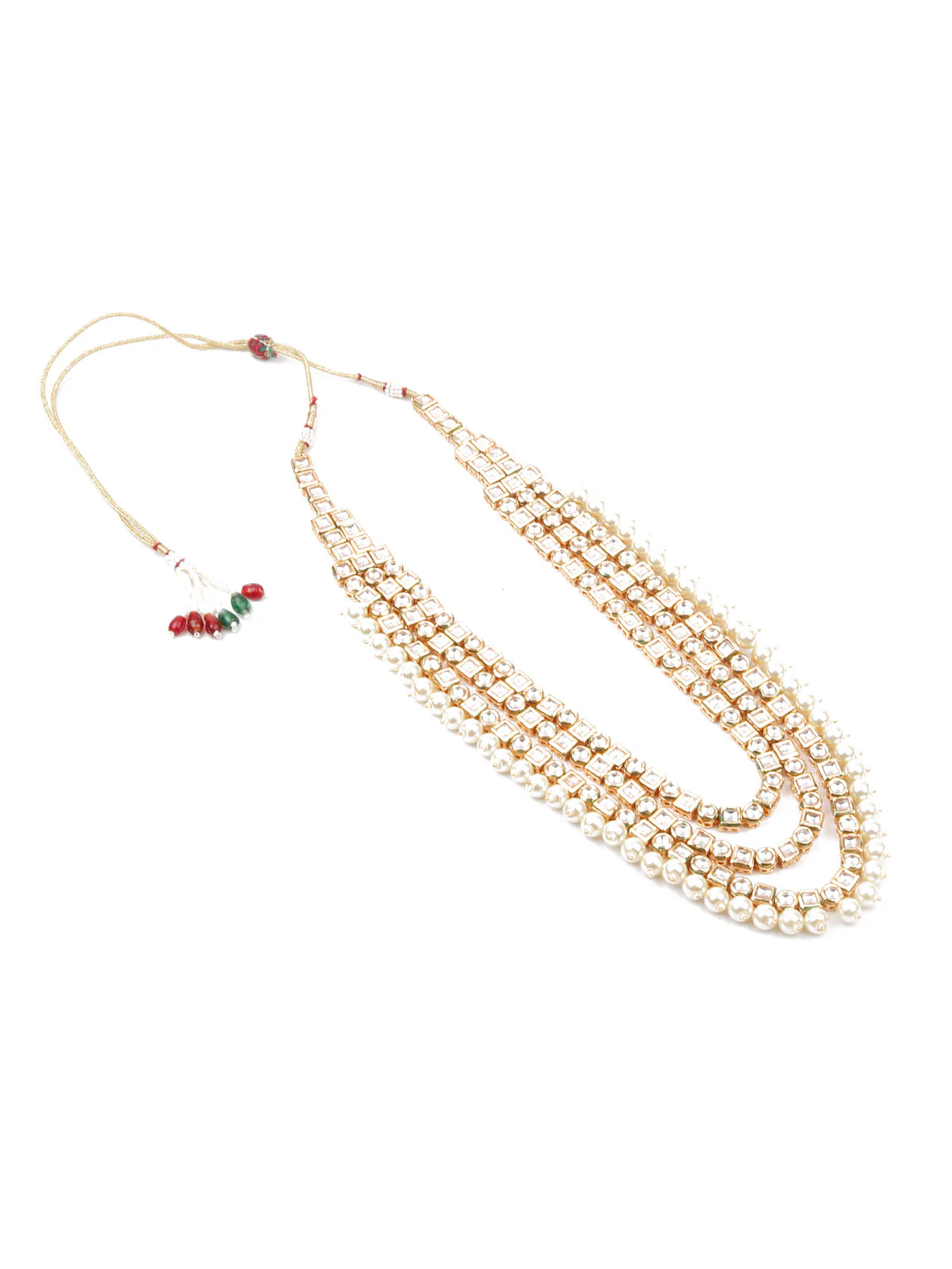 Odette Women White Bridal Double Sided Long Necklace Set - Image 4