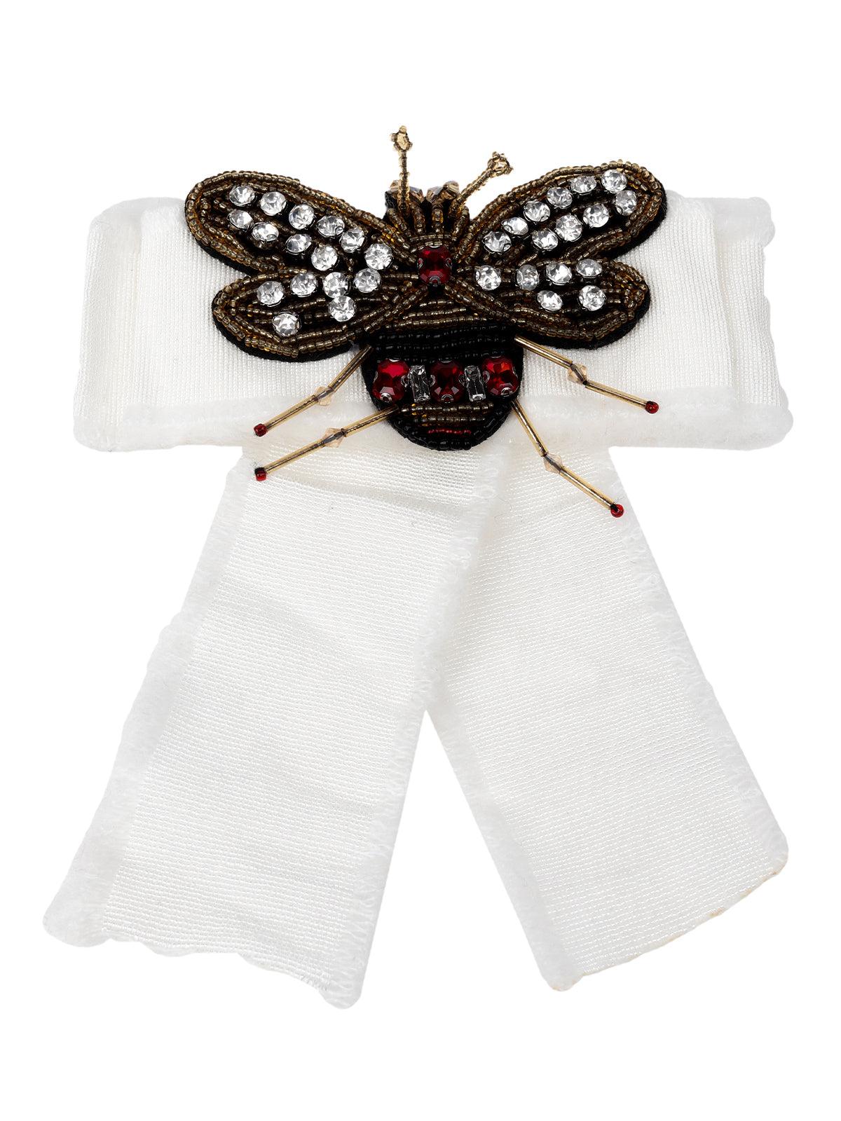 Odette Women White Butterfly Metal Brooch - Image 3