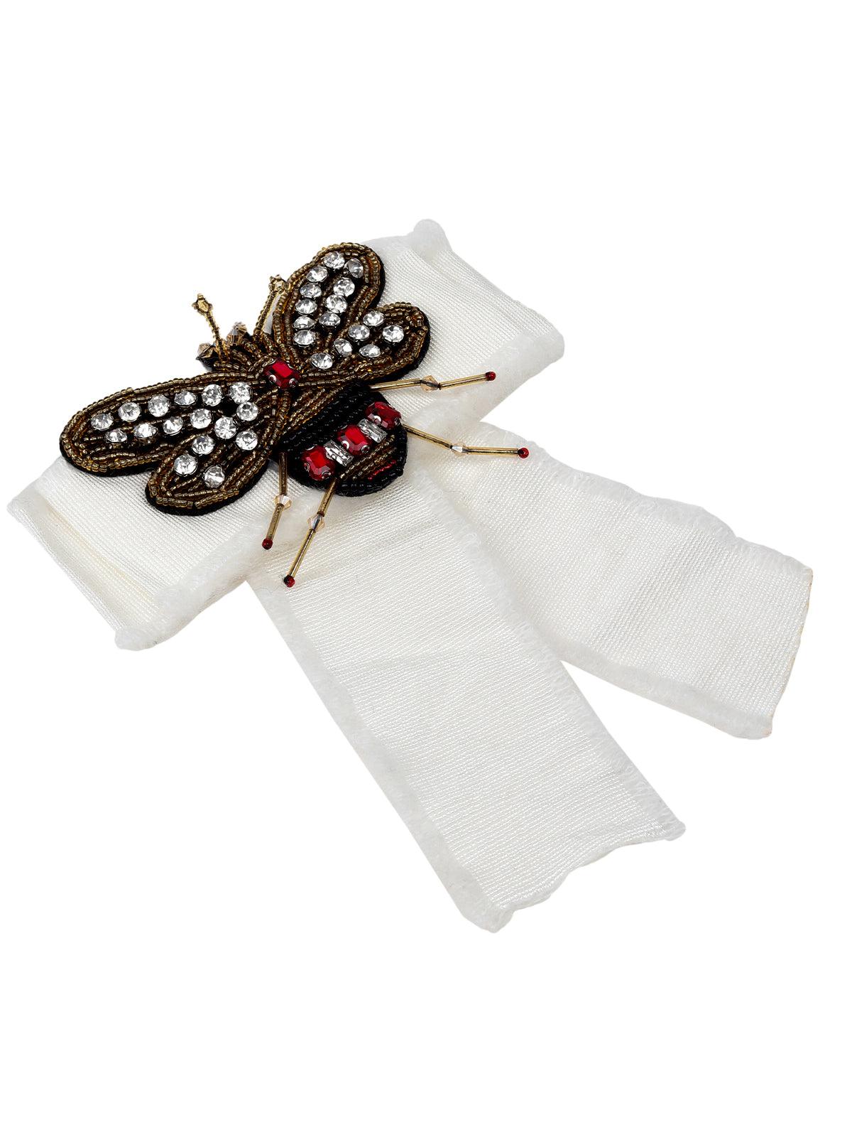 Odette Women White Butterfly Metal Brooch - Image 4