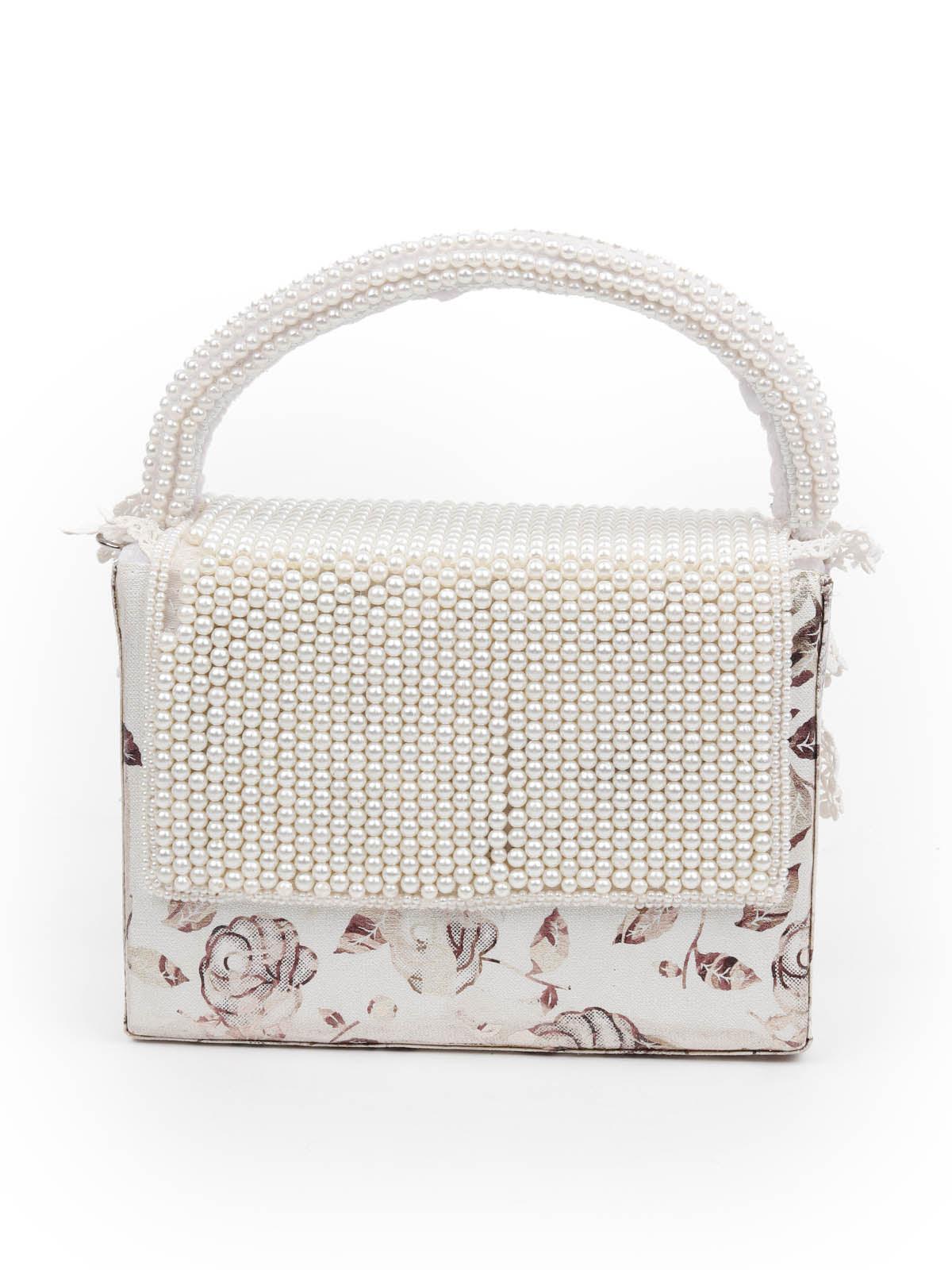 Odette Women White Embellished Clutch Bag - Image 3