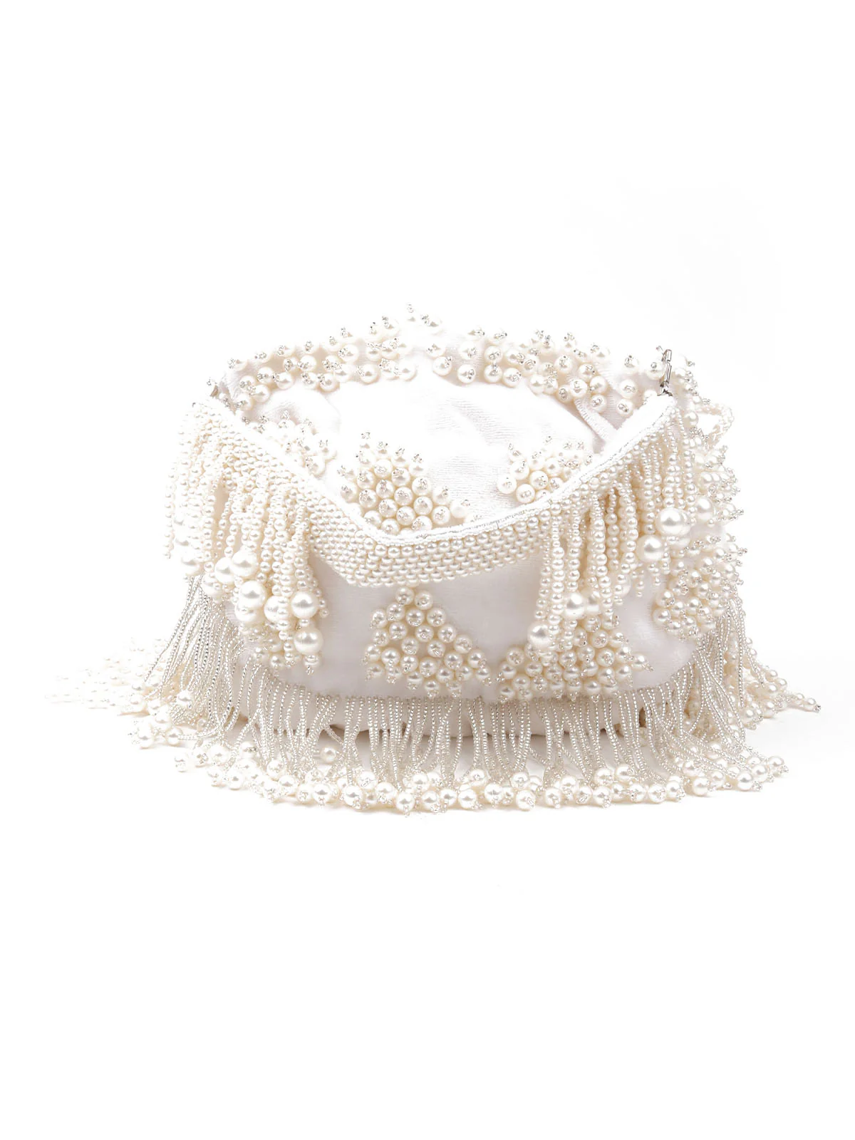 Odette Women White Embellished Potli Bag - Image 3