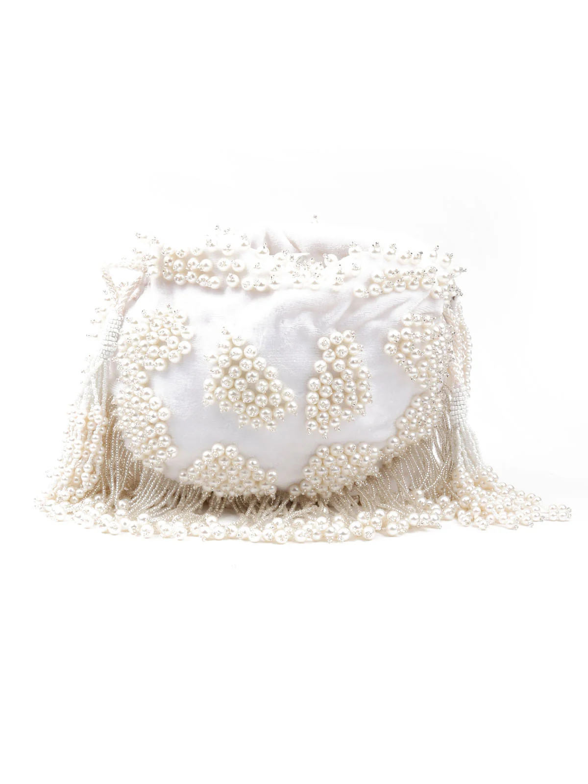 Odette Women White Embellished Potli Bag - Image 5