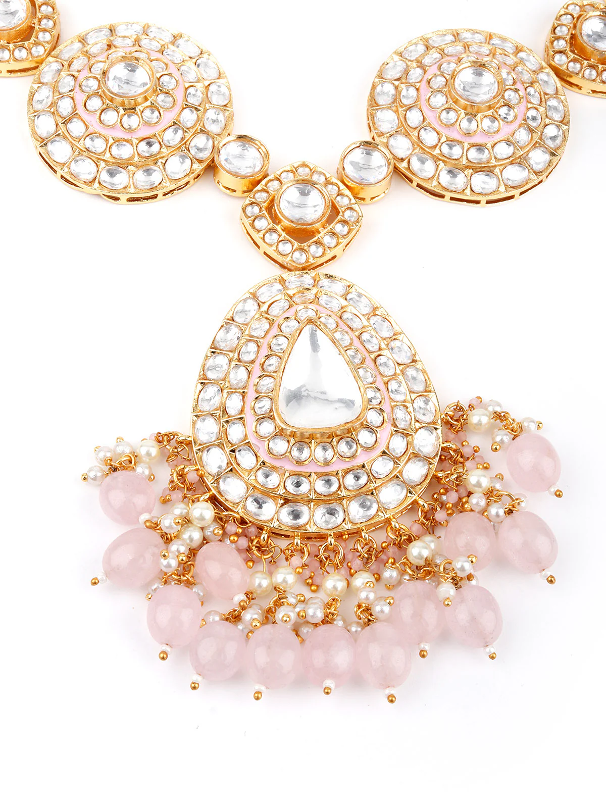 Odette Women White Faux Stone Studded Meenakari Jewelry Set - Image 4