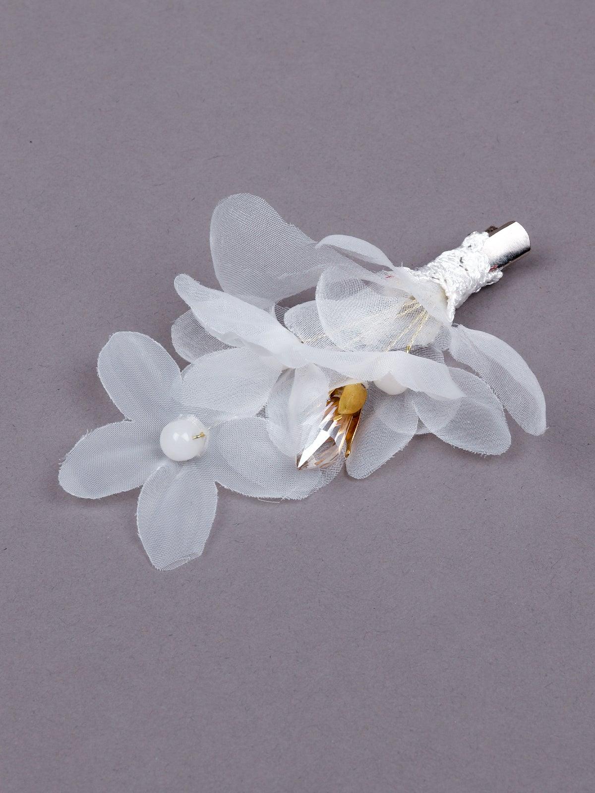 Odette Women White Fabric Brooch - Image 3