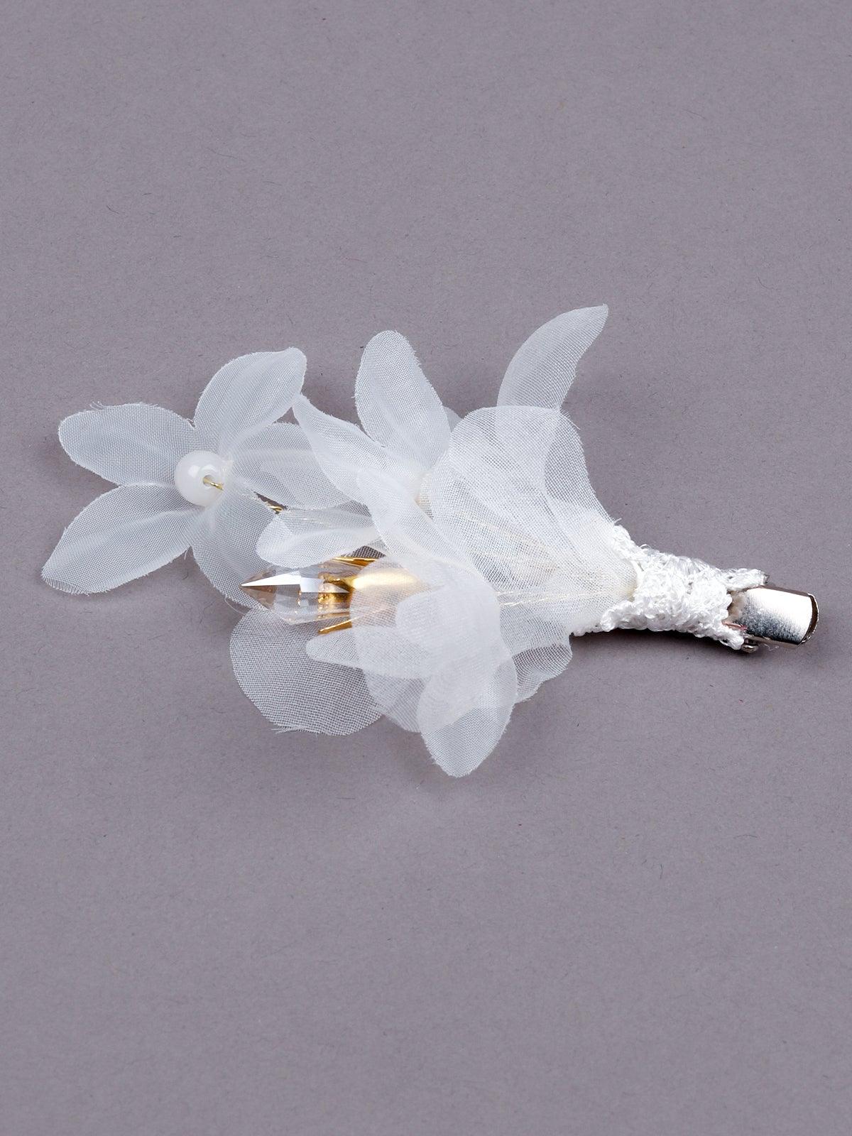 Odette Women White Fabric Brooch - Image 4