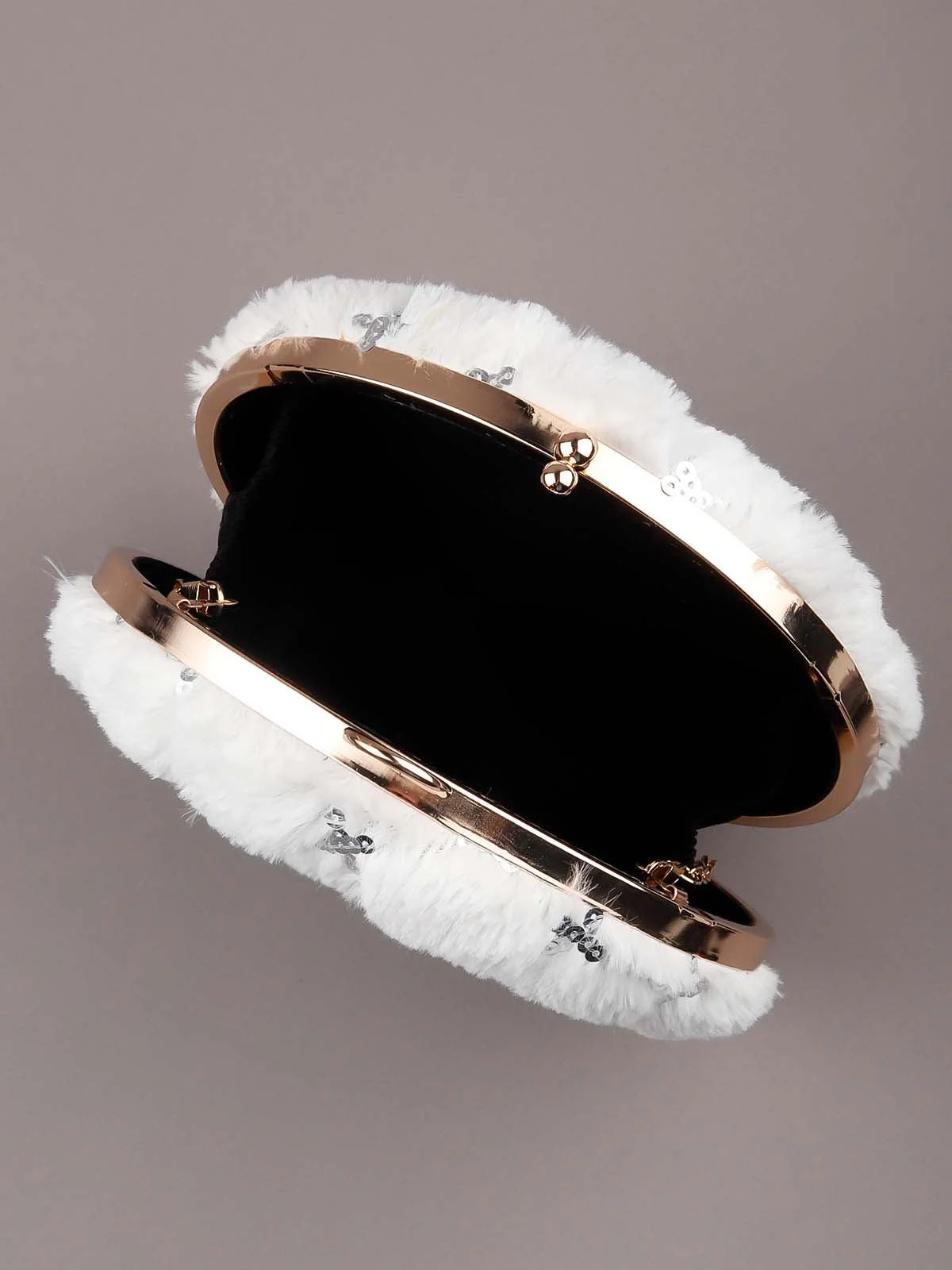 Odette White Fluffy Rounded Sling Bag For Women - Image 5