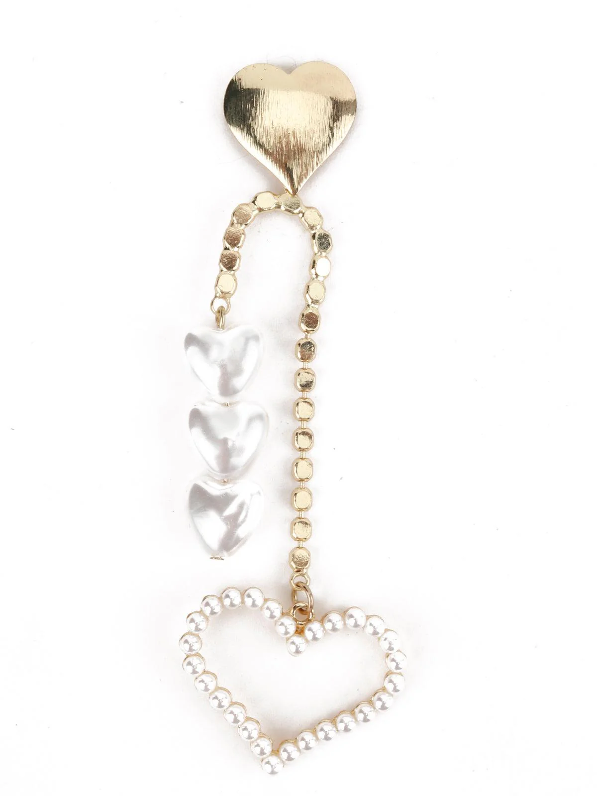 Odette Women White Gold Tone Heart Shape Dangle Earrings - Image 6