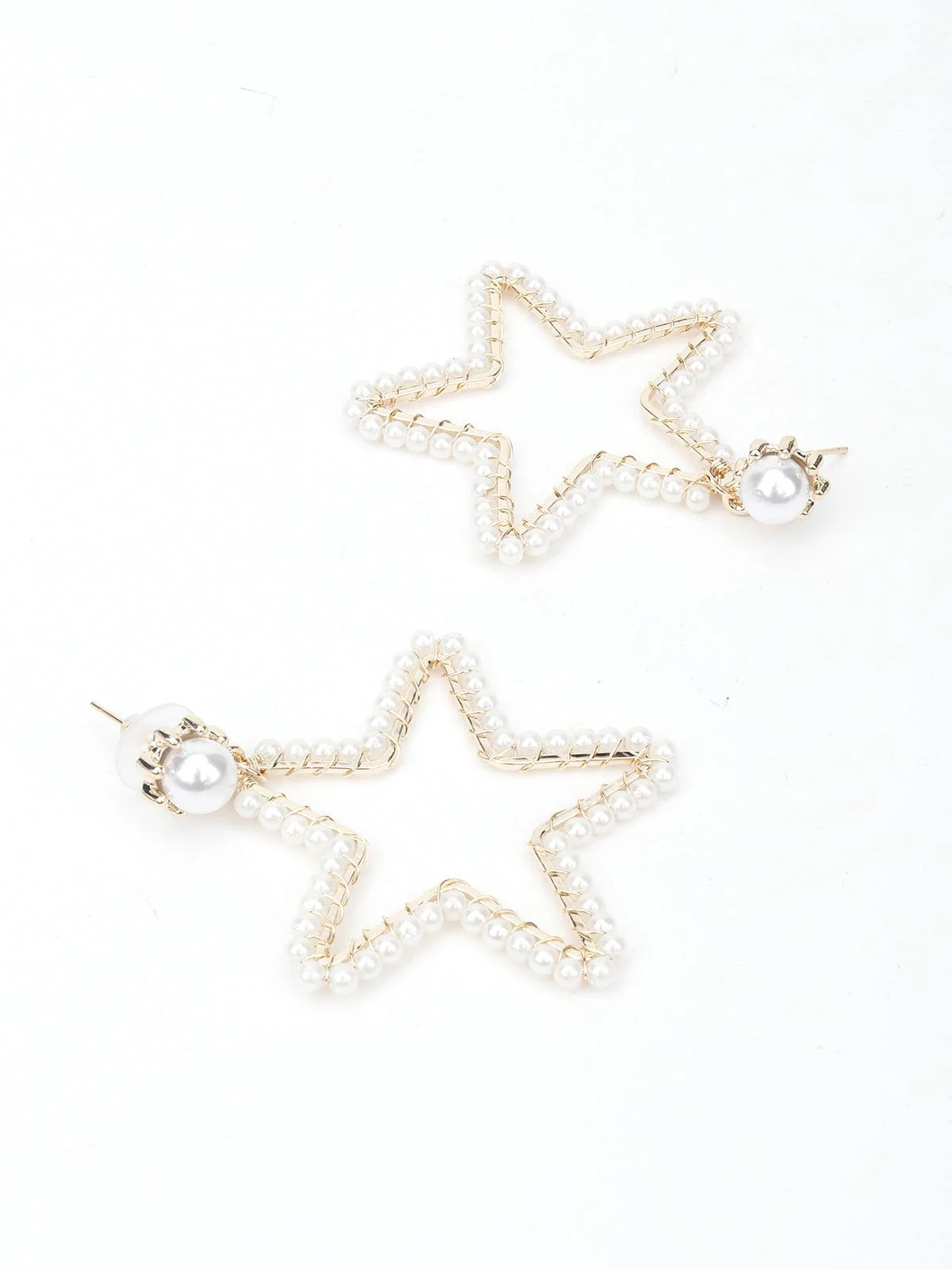 Odette Women White Gold Tone Star Shape Lovable Dangle Earrings - Image 5