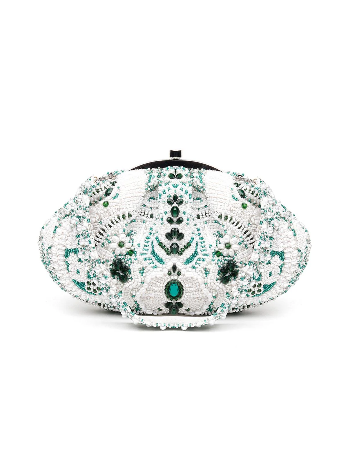 Odette Women White-Green Embellished Pearl Batuwa - Image 3