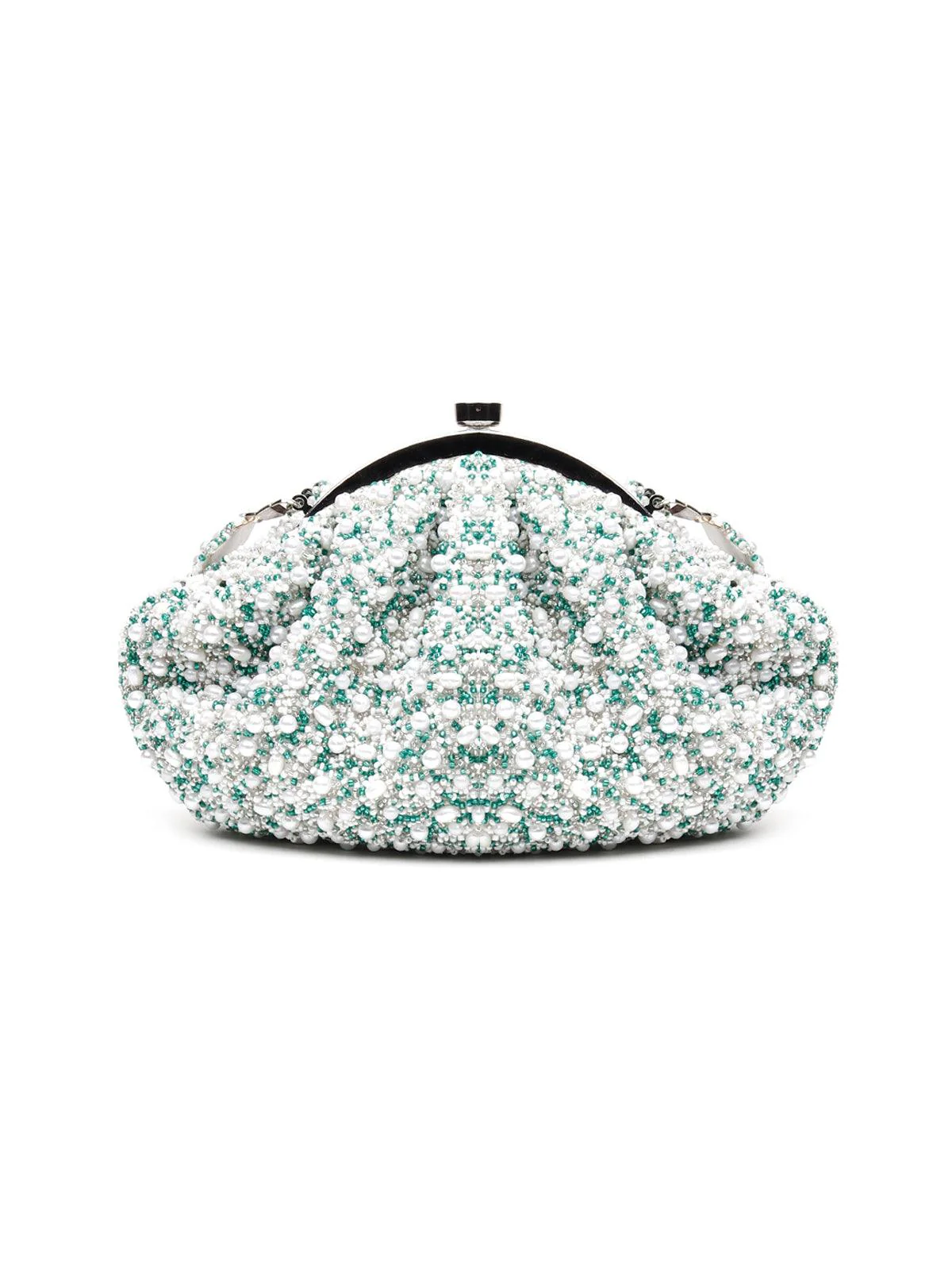 Odette Women White-Green Embellished Pearl Batuwa - Image 5