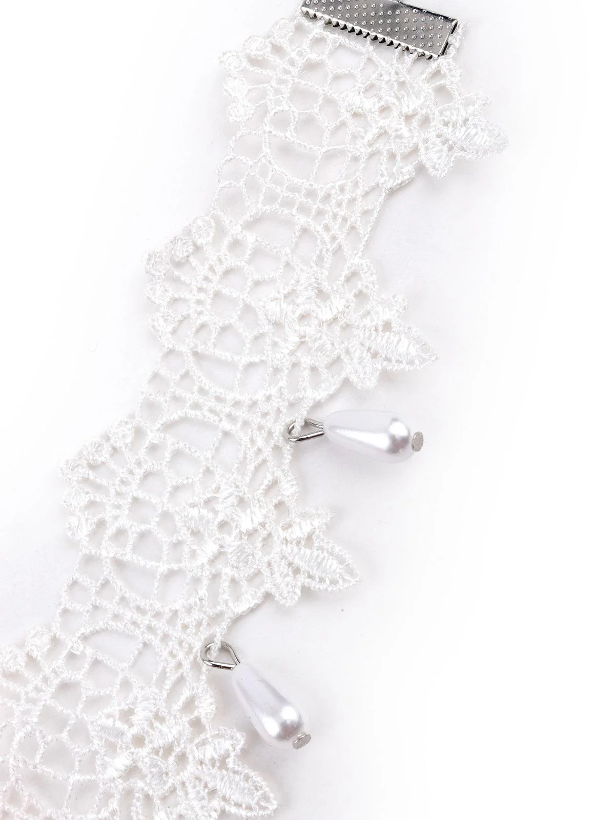 Odette Women White Lace Bow-Embellished Choker Necklace - Image 5