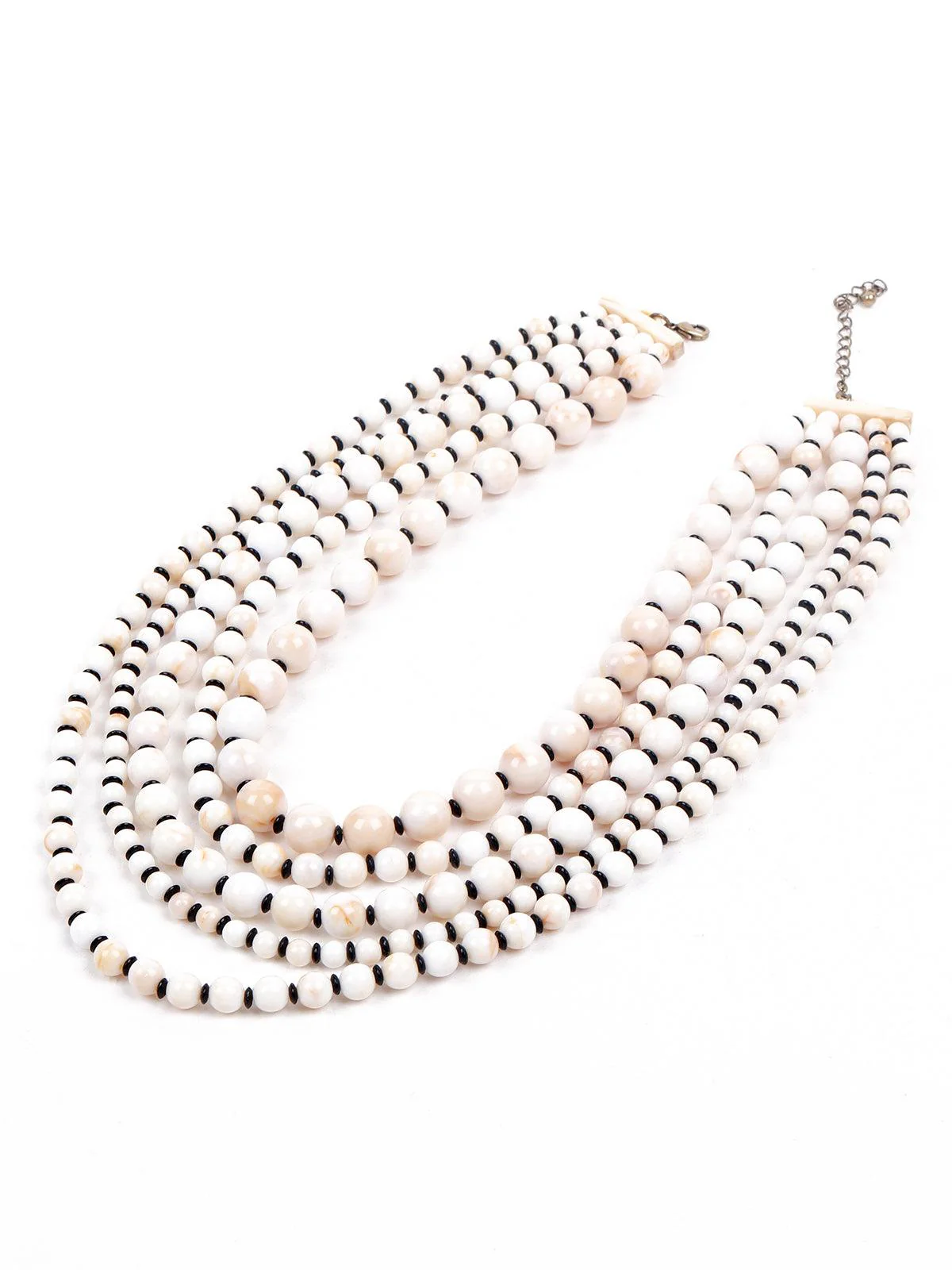 Odette Women White Metal Mala Necklace - Image 4