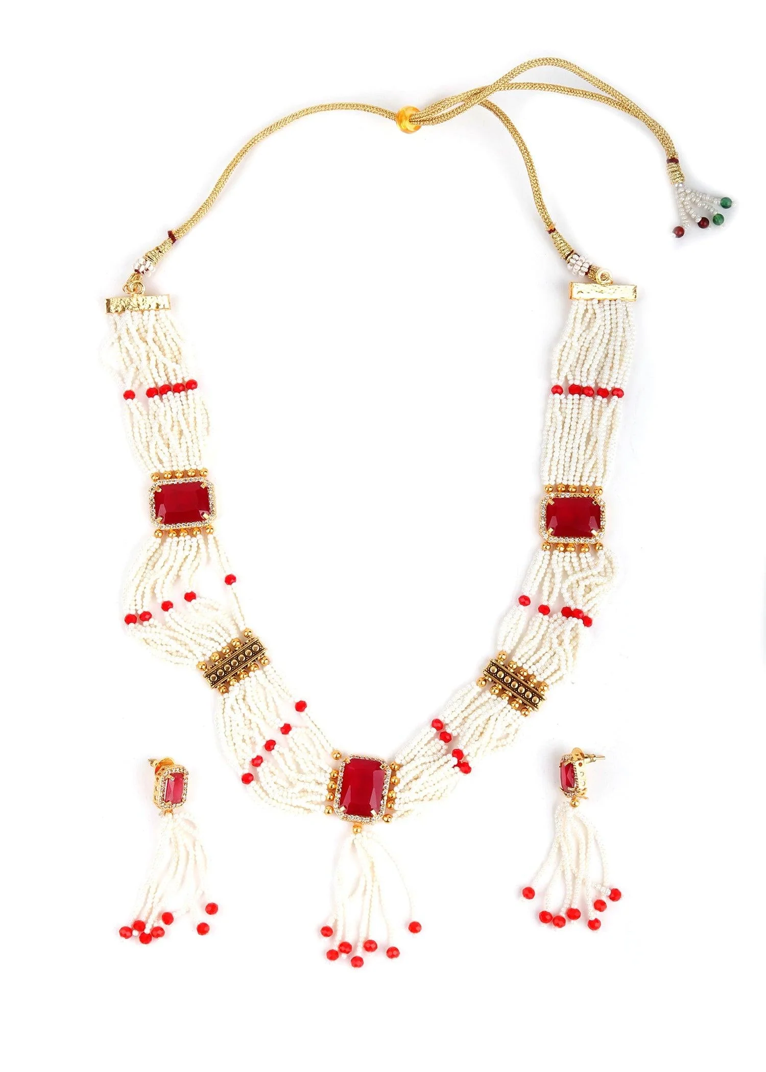 Odette Women White Multi-String Pearl Necklace Set - Image 3