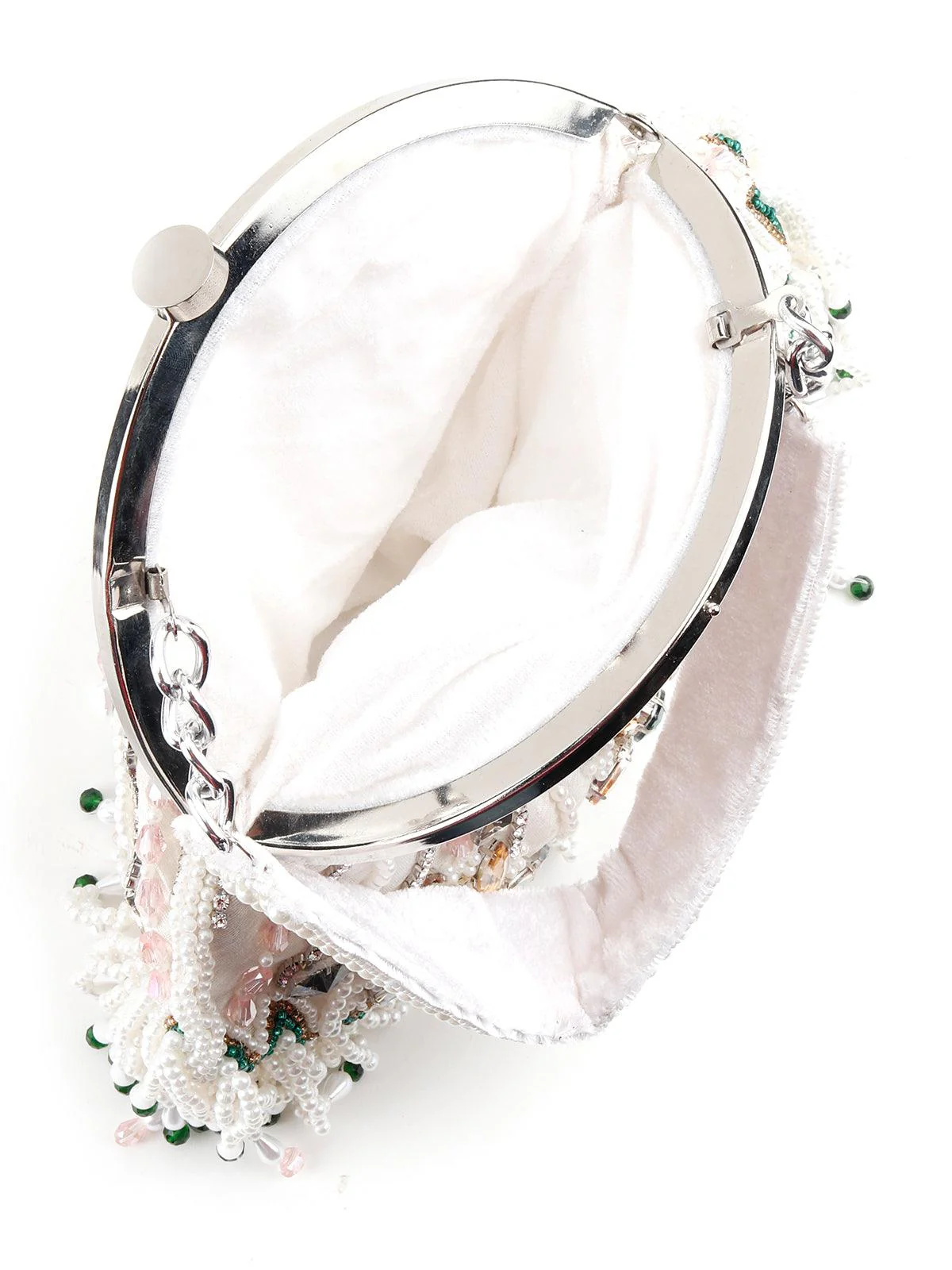 Odette Women White Pearl Beaded Rhinestone Batuwa - Image 6