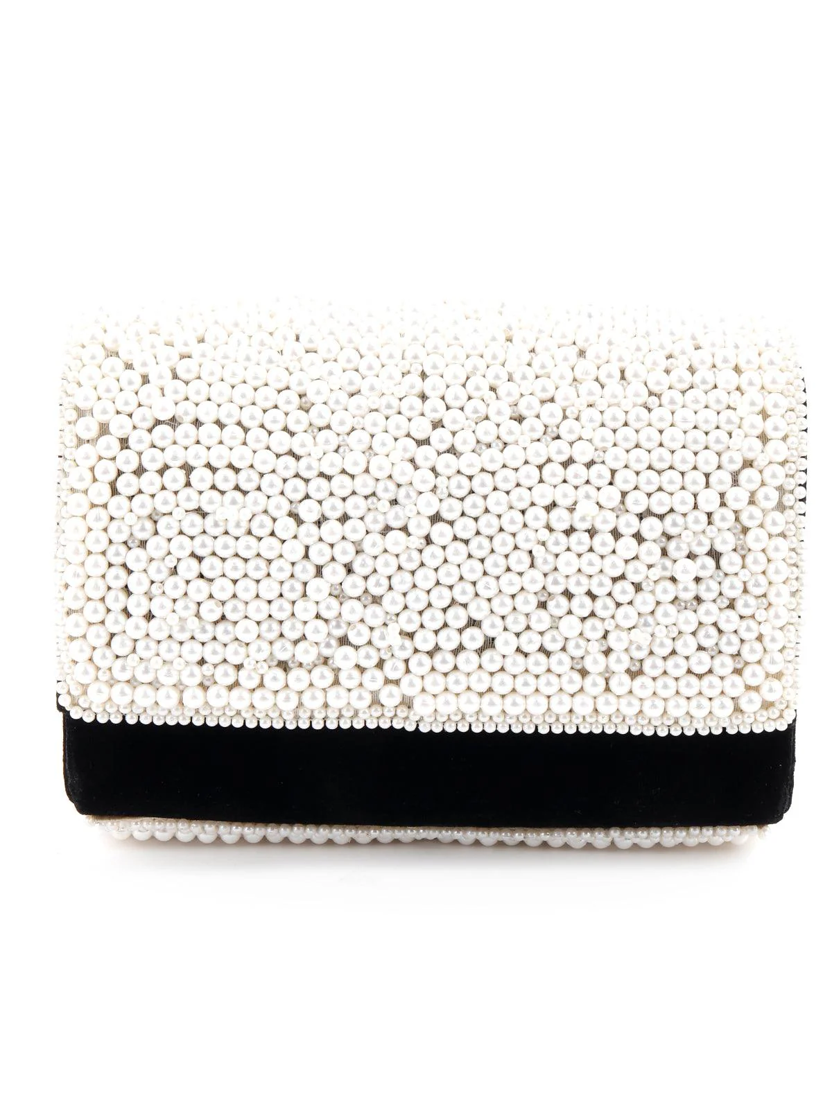 Odette Women White Pearl Embellished Clutch - Image 3