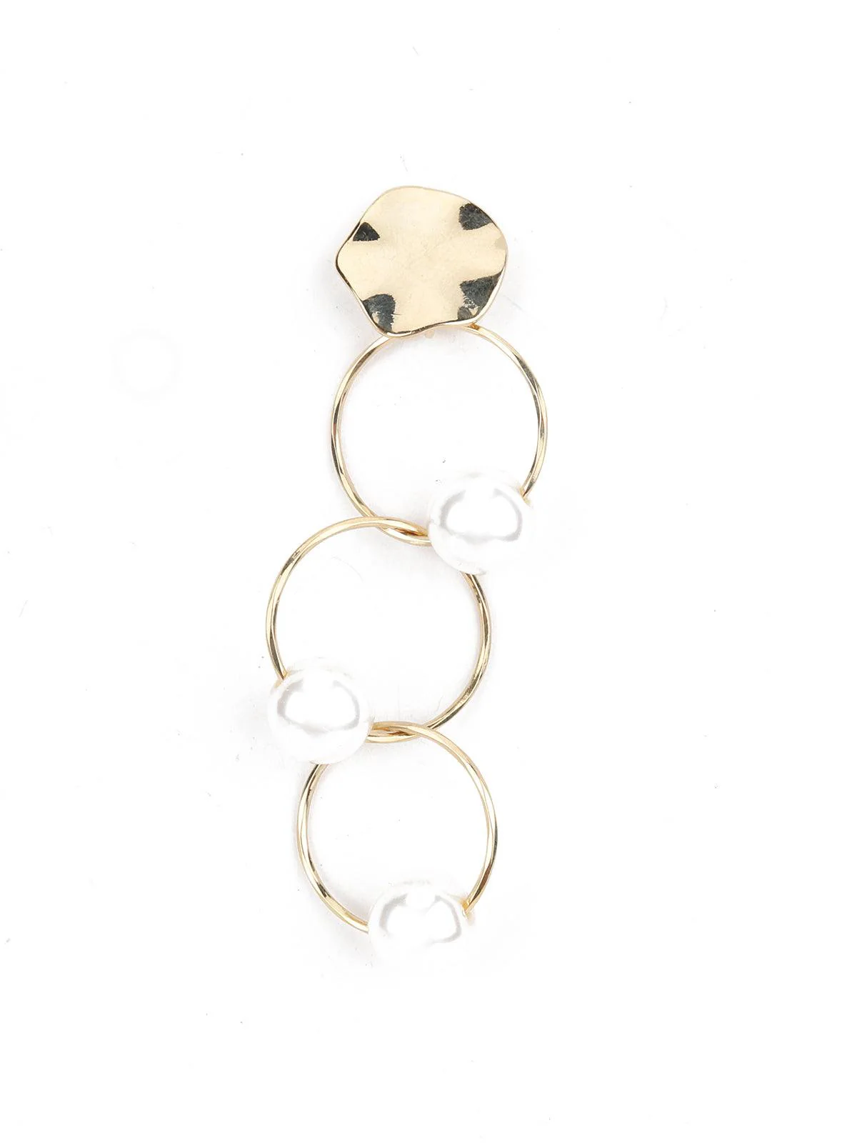 Odette Women White Pearl Gold Tone Ring Long Dangle Earrings - Image 6