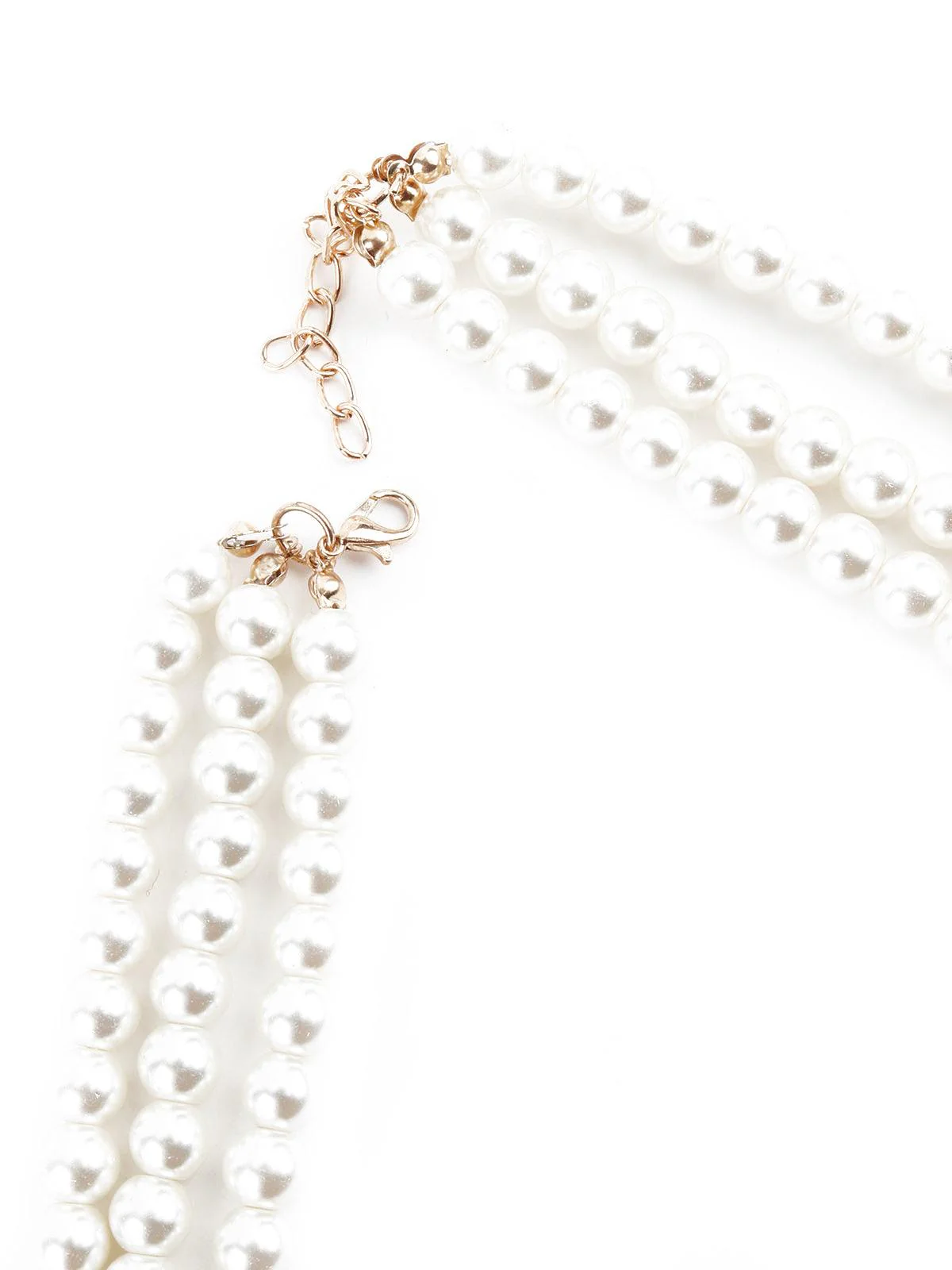 Odette Women White Pearl Multi String Brooch Necklace - Image 5