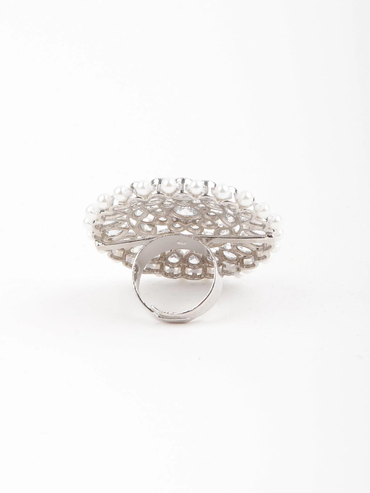 Odette Women White Pearl Royal Finger Ring - Image 5