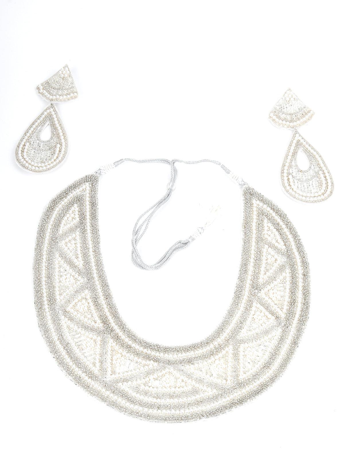 Odette Women White Pearl Semi Layered Necklace - Image 3