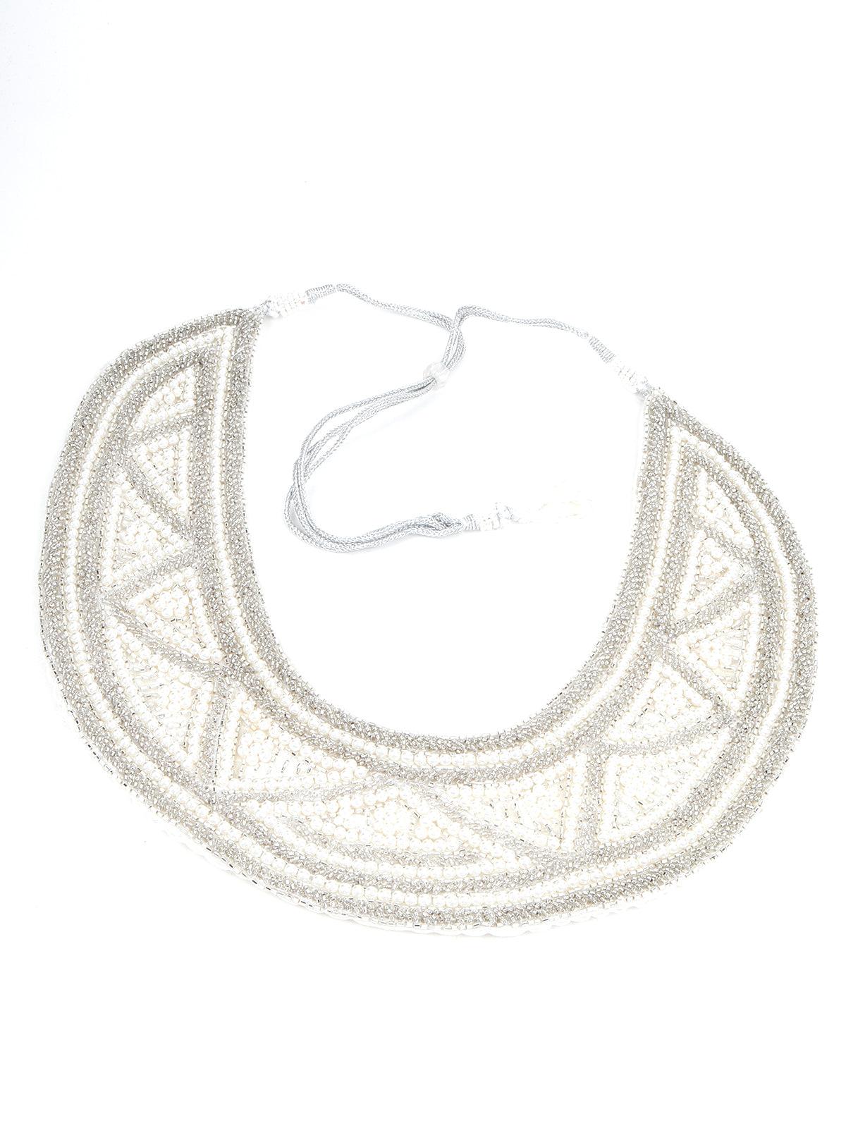 Odette Women White Pearl Semi Layered Necklace - Image 6