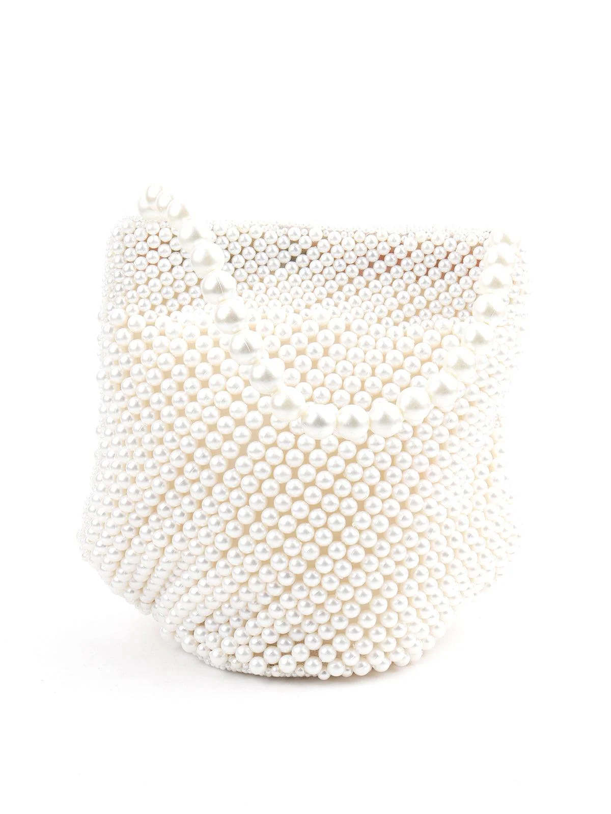 Odette Women White Pearls Embellished Batua - Image 3