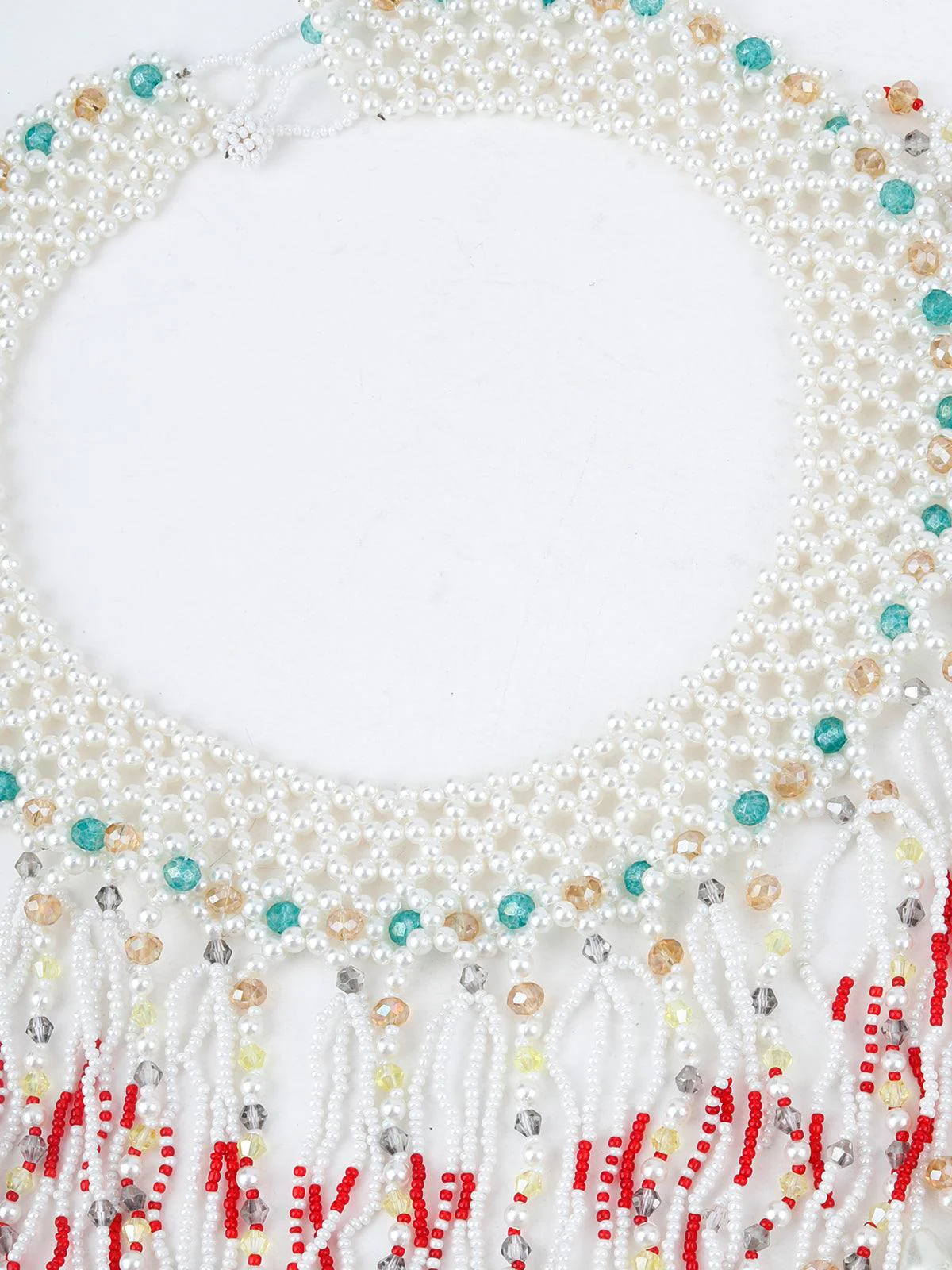 Odette Women White Pearls Semi Studded Choker Necklace - Image 4