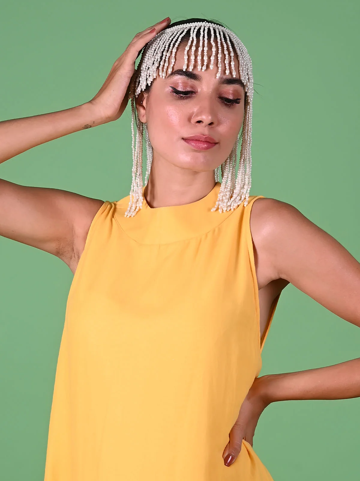 Odette White Pearls Tribal Hair Band For Women - Image 2