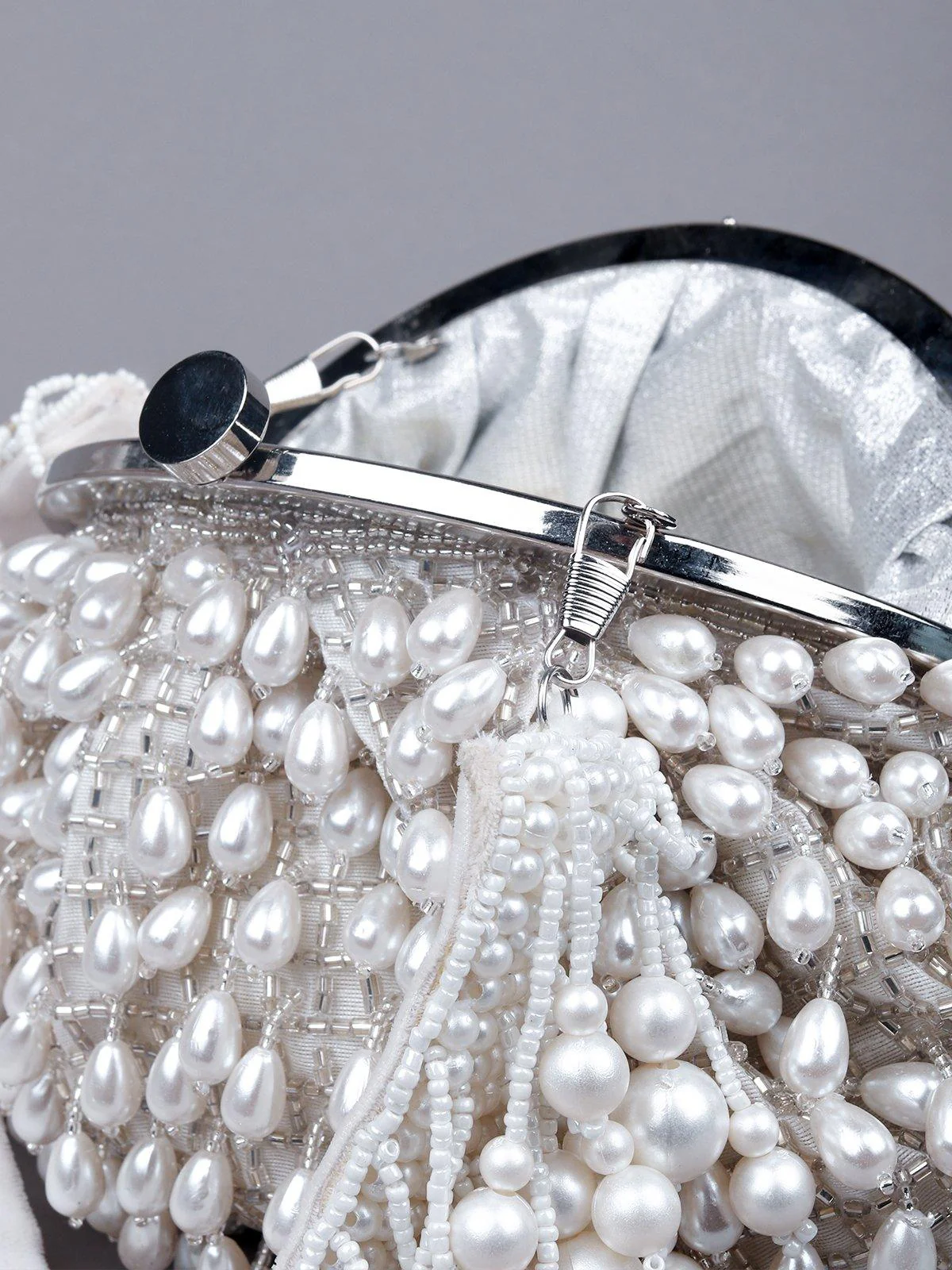 Odette Women White Pearly Oyster Bag - Image 6