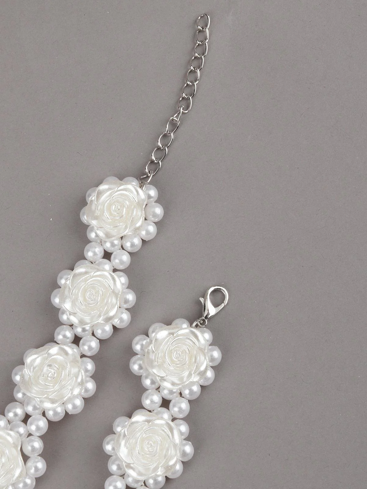 Odette Women White Roses Pearl Choker Neckpiece - Image 6