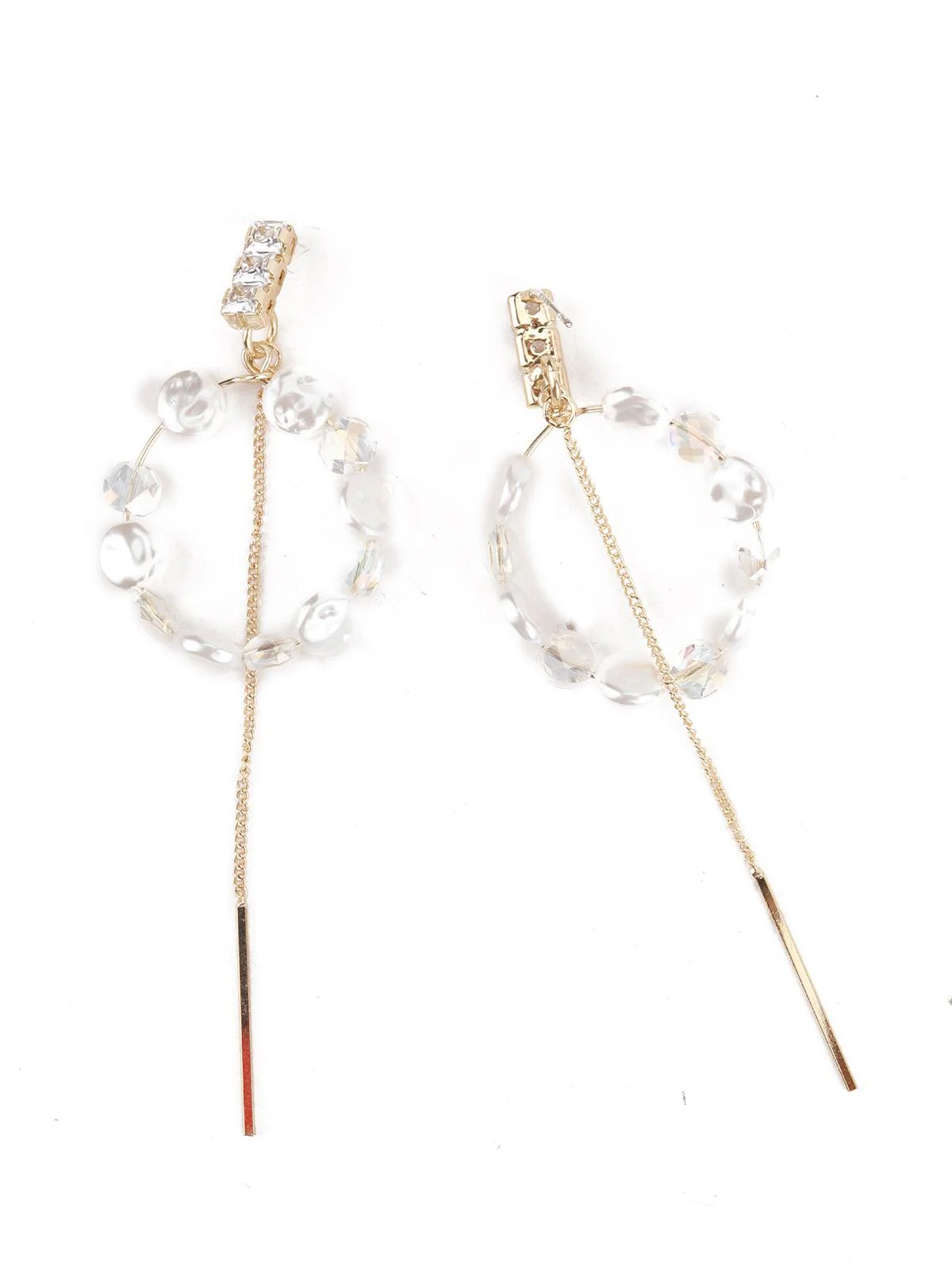 Odette Women White Round Ring Dangle Earrings - Image 5