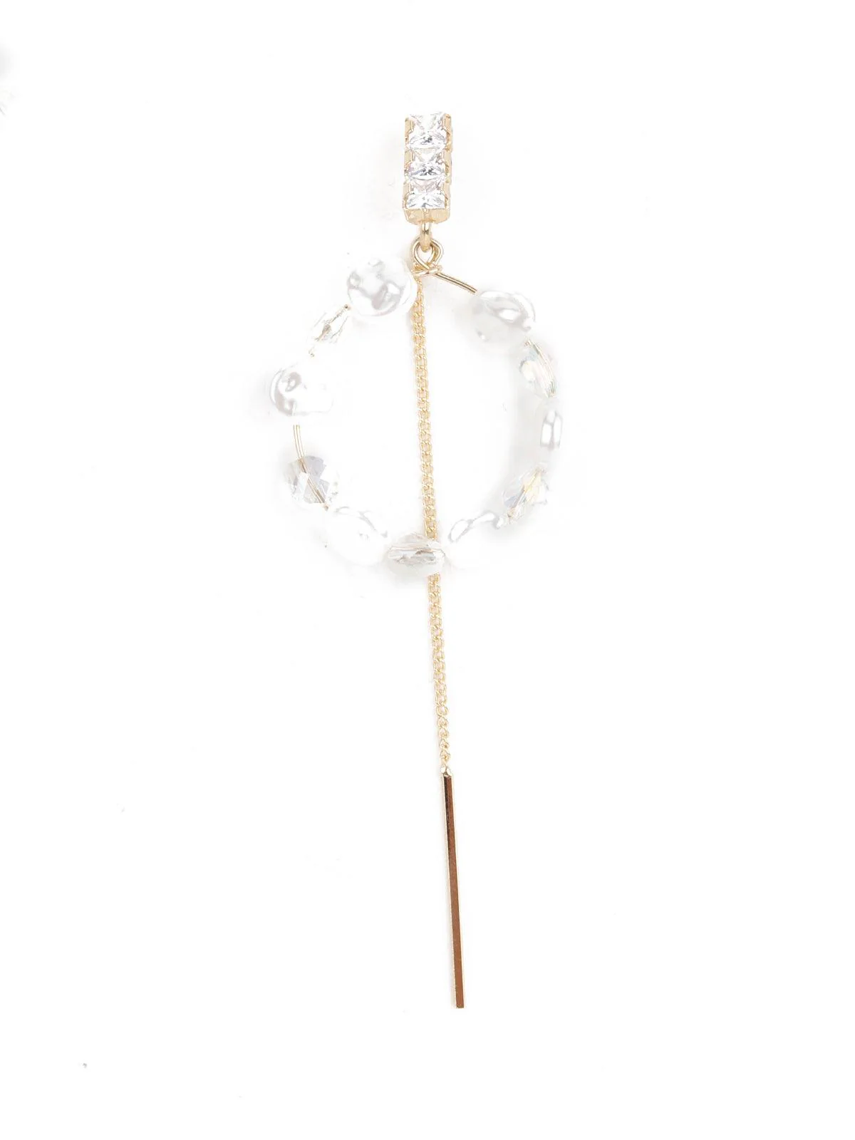 Odette Women White Round Ring Dangle Earrings - Image 6