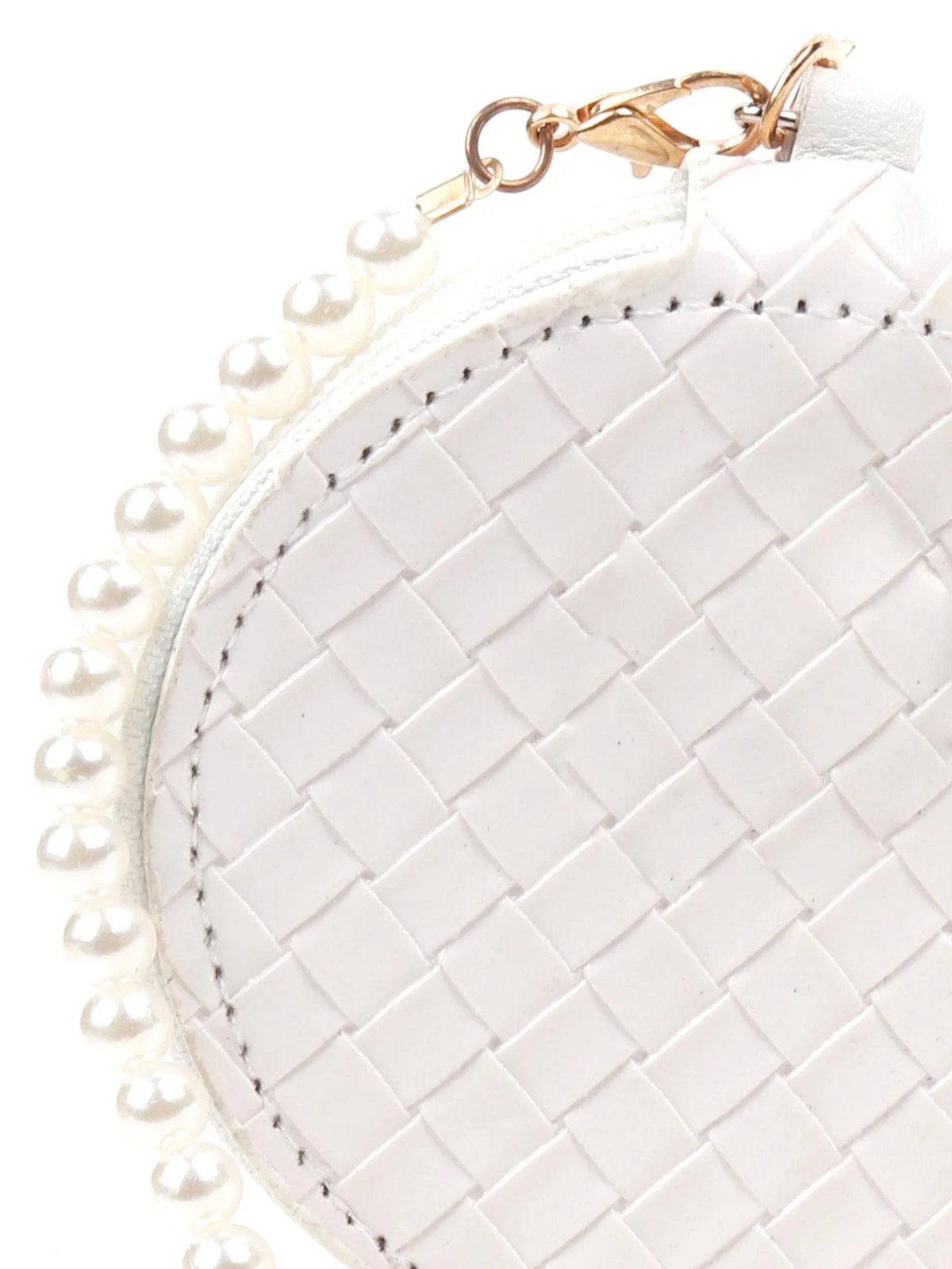 Odette Women White Rounded Pearl Chain Sling Bag - Image 4