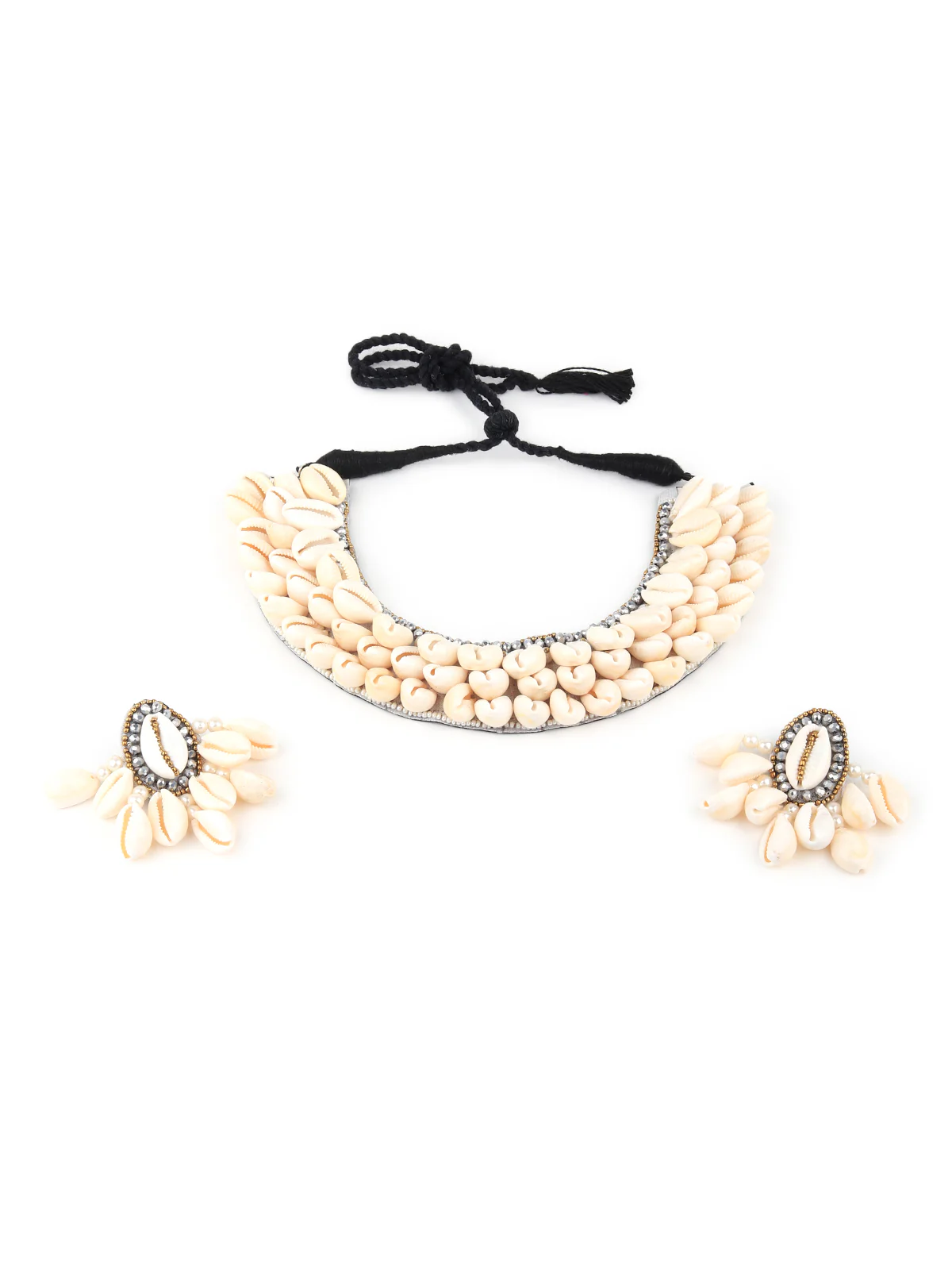 Odette Women White Seashell Necklace Set With Earrings - Image 3