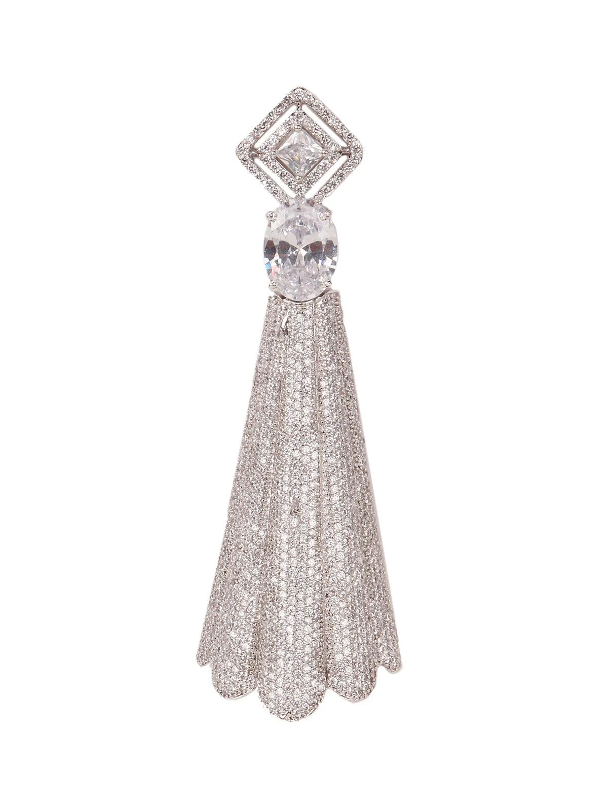 Odette Women White Shiny Petal Shaped Dangler Earrings - Image 4