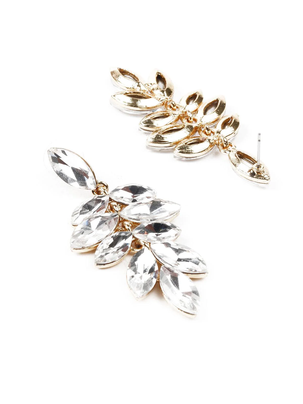 Odette Women White Stone Studded Dangle Earring - Image 3