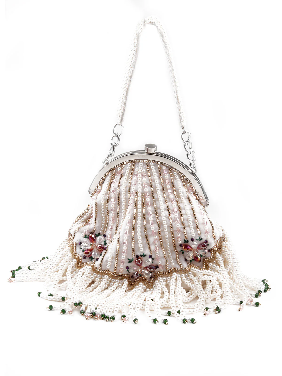 Odette Women White Stunning Tassel Embellished Sling Bag - Image 4